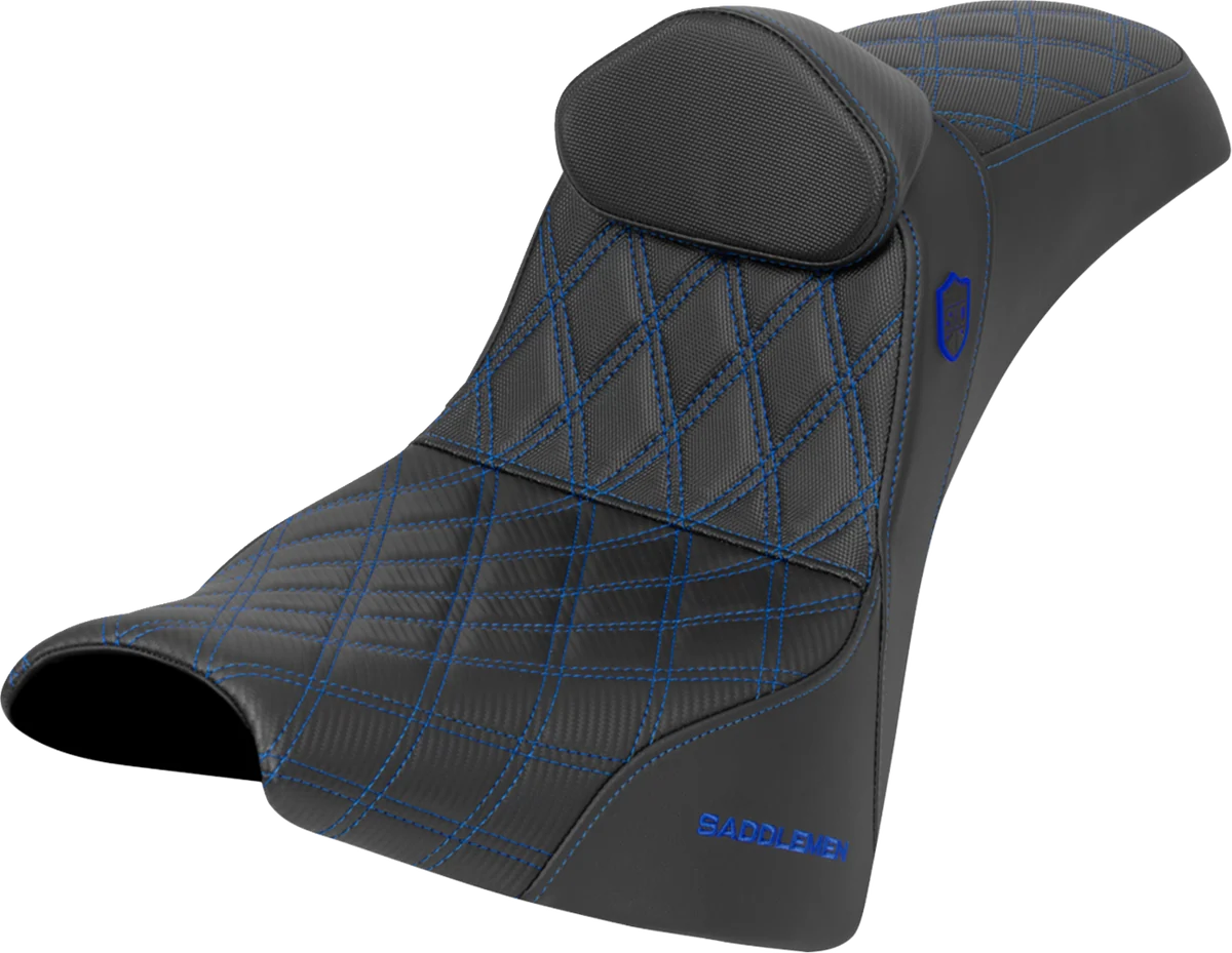 Original Design SADDLEMEN Pro Series SDC Performance Seat - w Backrest - Blue Stitch - Gripper - FXBB FXST '18-'25 SC81830DB1 Soft