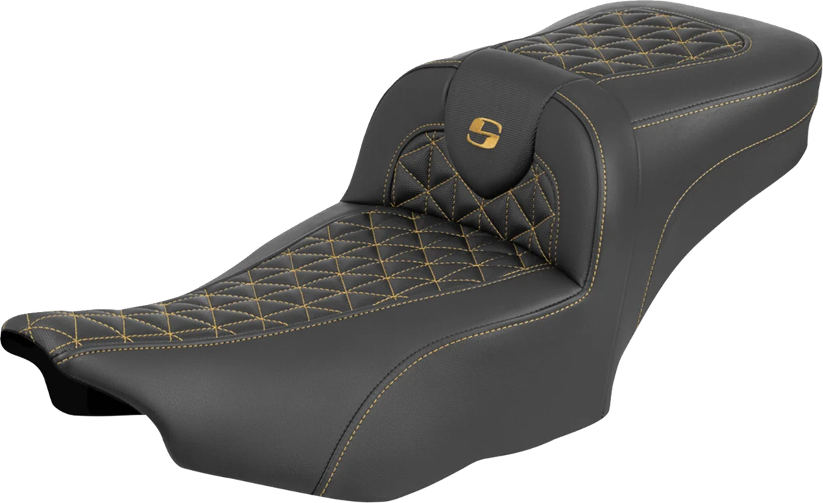 Elegant SADDLEMEN Roadsofa™ Extended Reach Seat - without Backrest - Gold Stitch - FLH FLT '23-'25 823-07-21107 Outstanding