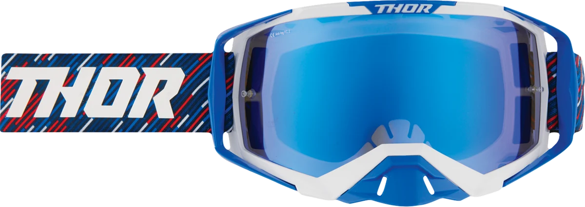Excellent THOR Activate Goggle - Stripes - Red White Blue - Blue Mirror Lens 2601-3708 Minimalist