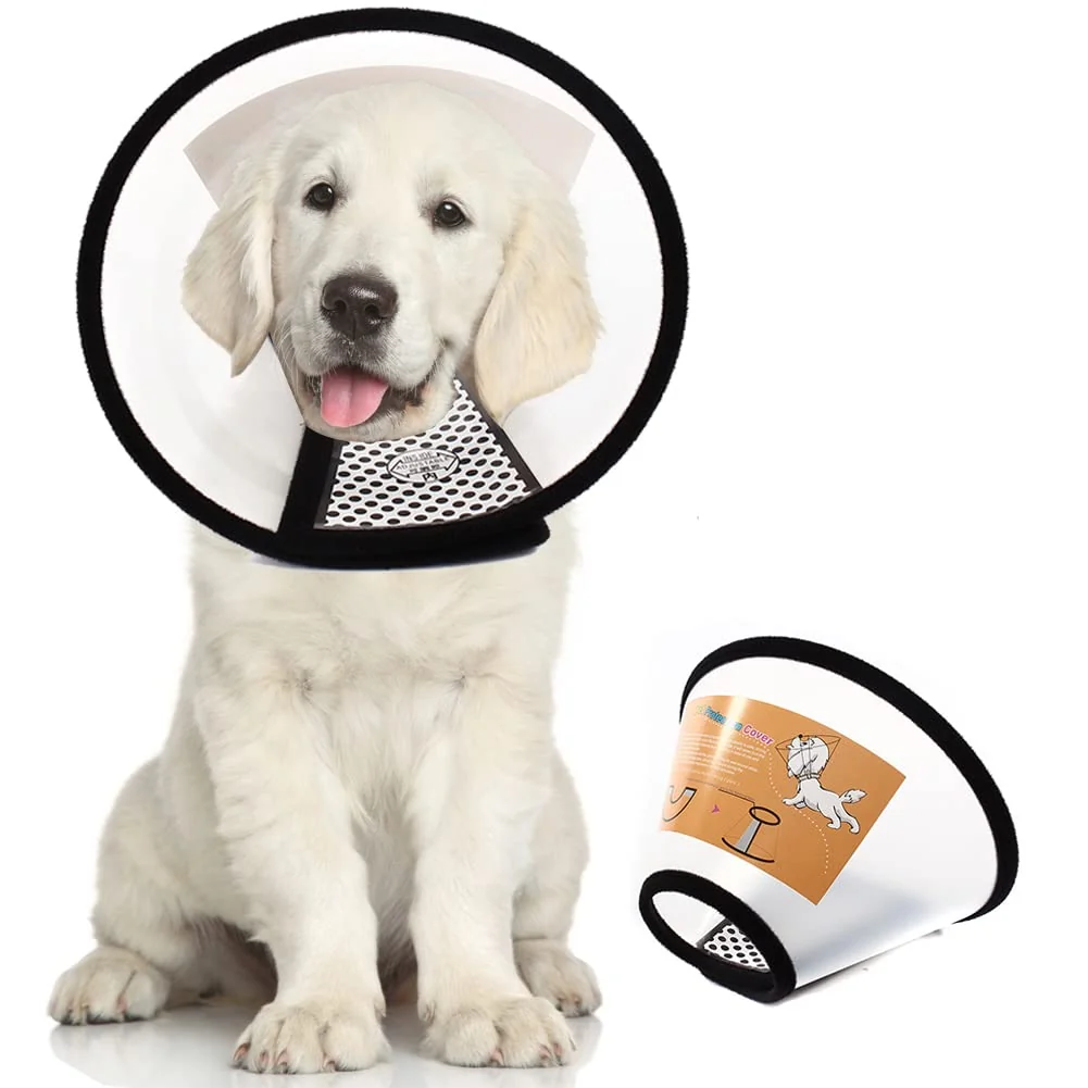 Premium QIYADIN Plastic Pet Recovery Cone – Adjustable Elizabeth E-Collar for Dogs Cats Exceptional