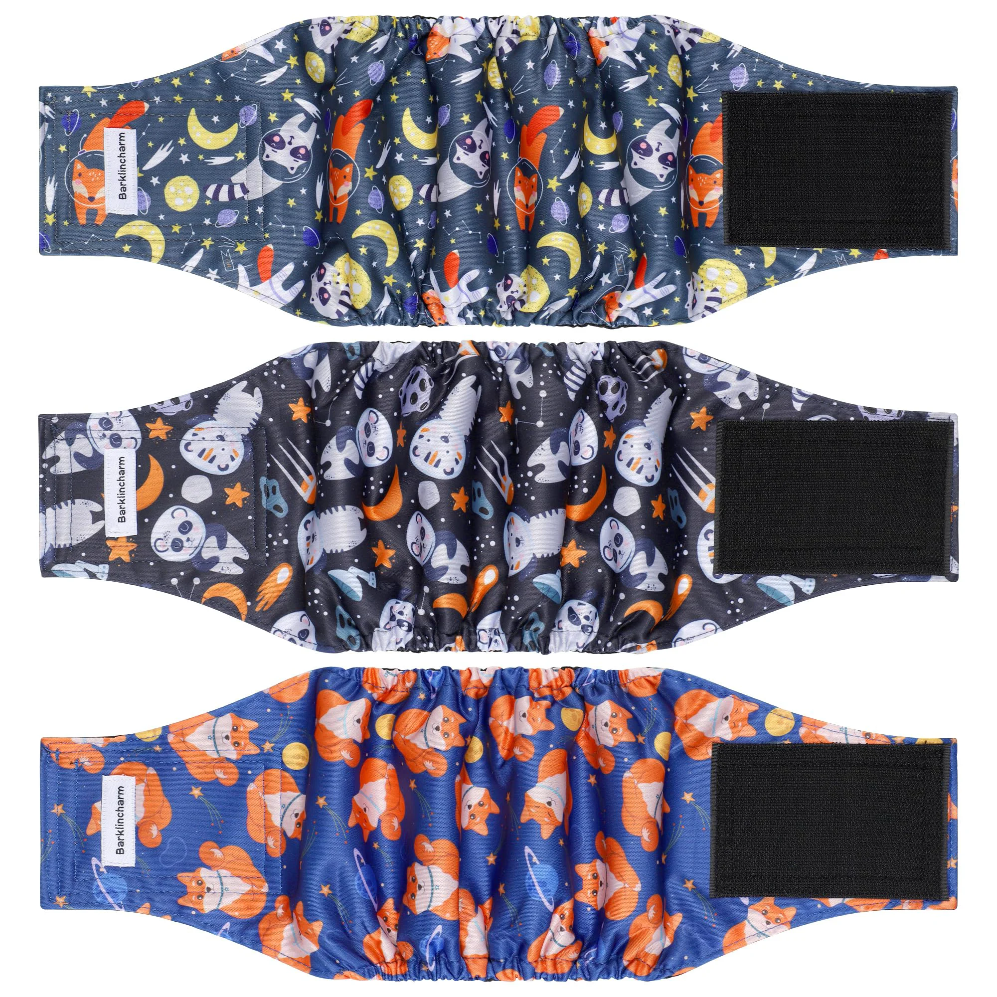 Easy-to-Use Barklincharm 3-Pack Male Dog Diapers Reusable Washable Belly Bands Large Fox Elite