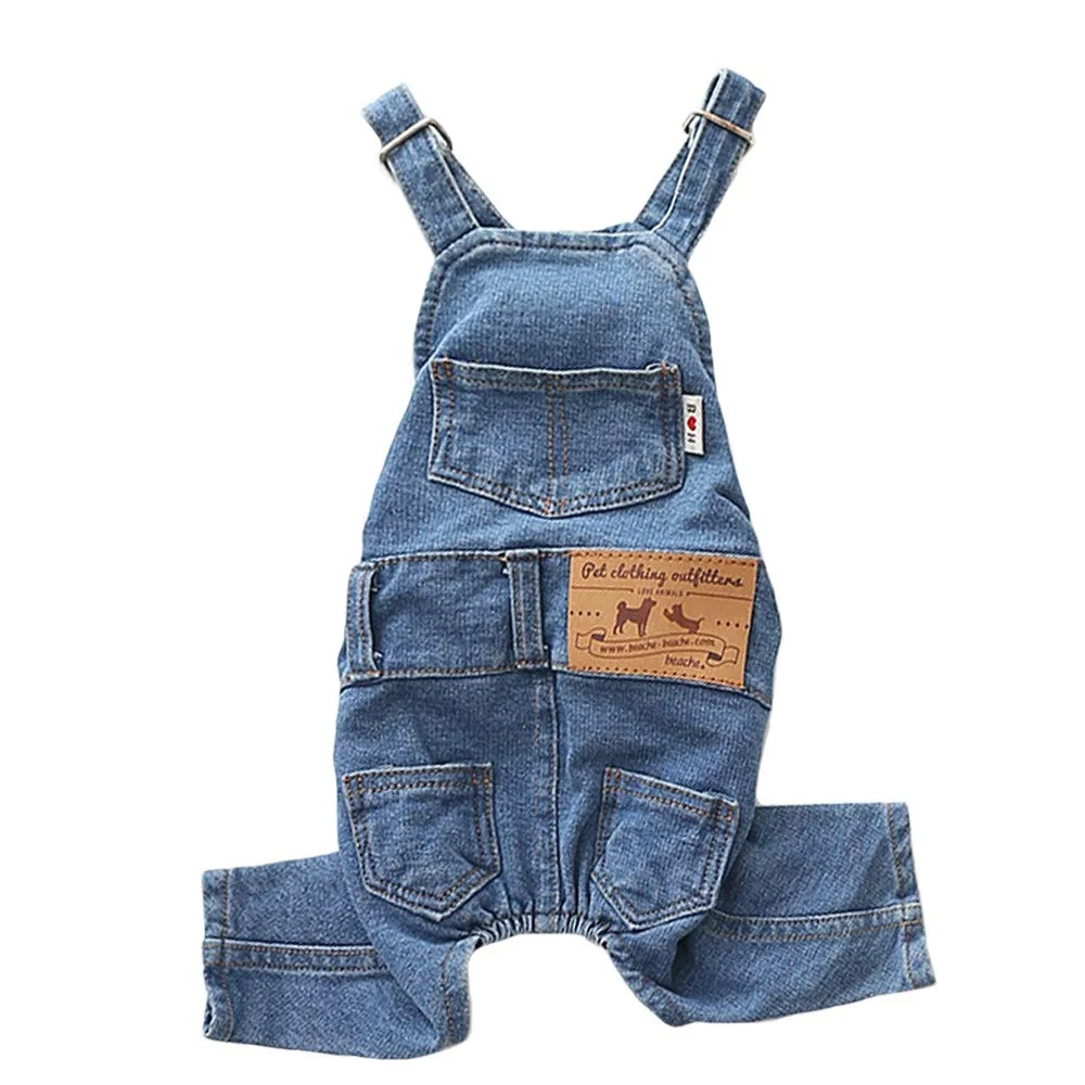 Genuine MuYaoPet Dog Denim Jumpsuit Overalls – Blue Pet Jeans Easy On Off All‑Season Sophisticated