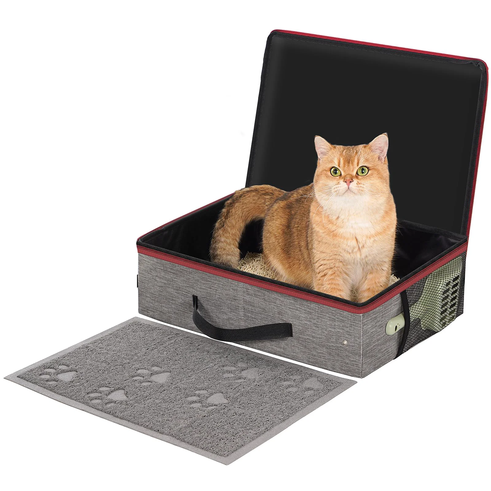 Soft Avont Portable Travel Litter Box for Cats – Waterproof Foldable with Lid Mat Scoop Size M Flexible