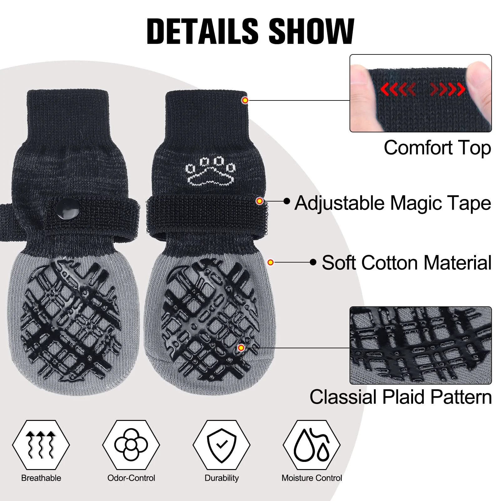 Sophisticated BEAUTYZOO Dog Socks to Prevent Licking for Hardwood Floors — Anti-Slip Indoor Paw Socks 6 Pack Expertly Made