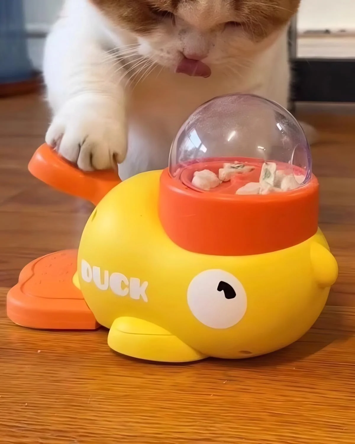 Crafted TianfuSpanda Duck Treat Dispenser — Cat Puzzle Dog IQ Training Toy with 3 Lid Sizes Authentic