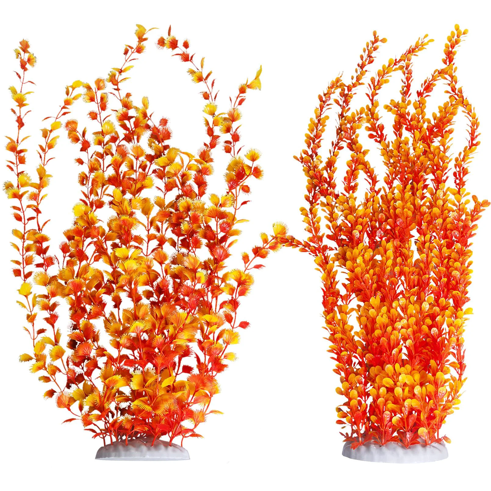 Sophisticated Hamiledyi 23.6-Inch Tall Orange Style B Aquarium Plastic Plants – 2-Pack Eco-Friendly
