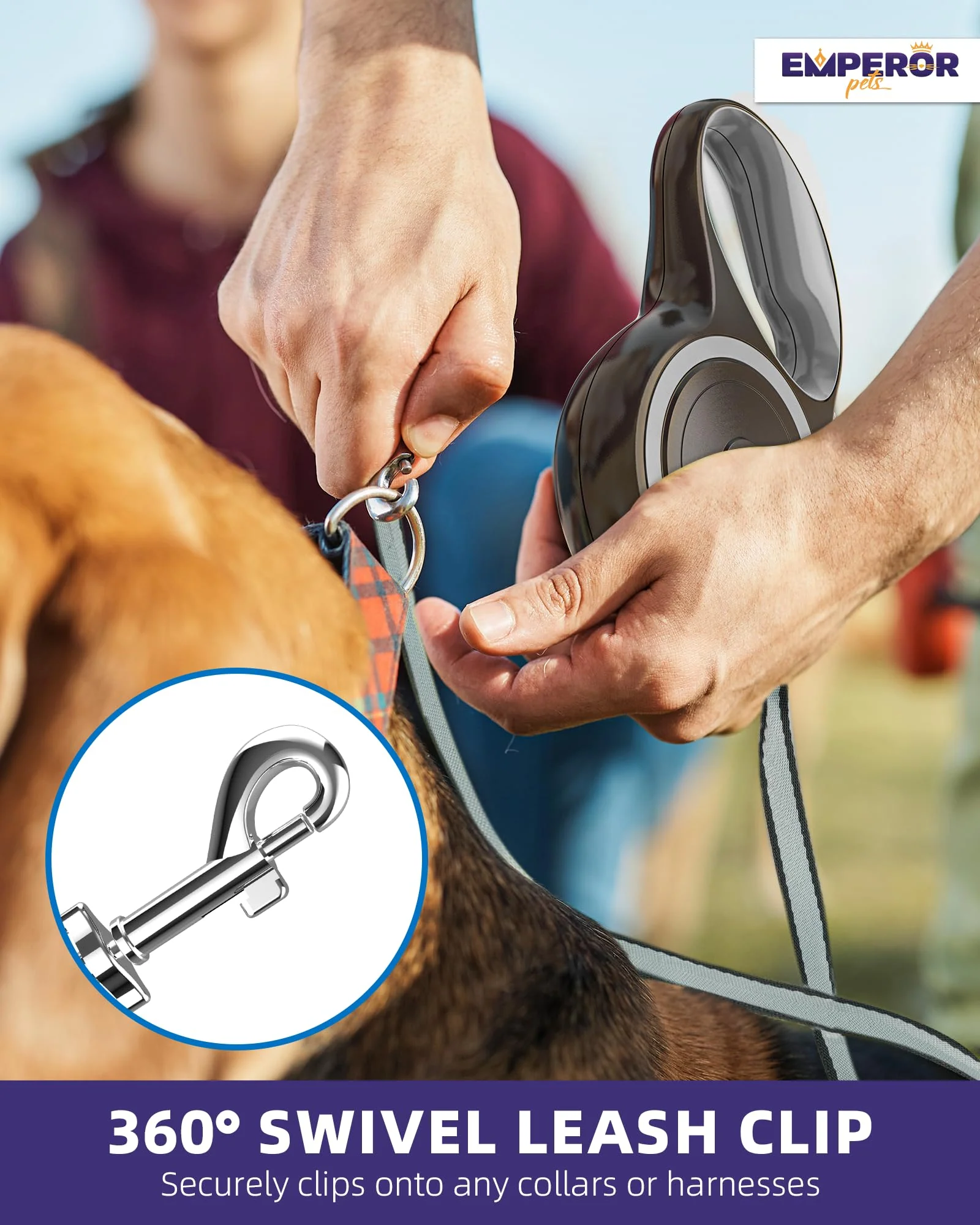 Verified Emperor Pets 16ft Retractable Dog Leash – Up to 44 lbs for Small to Medium Dogs First-Class
