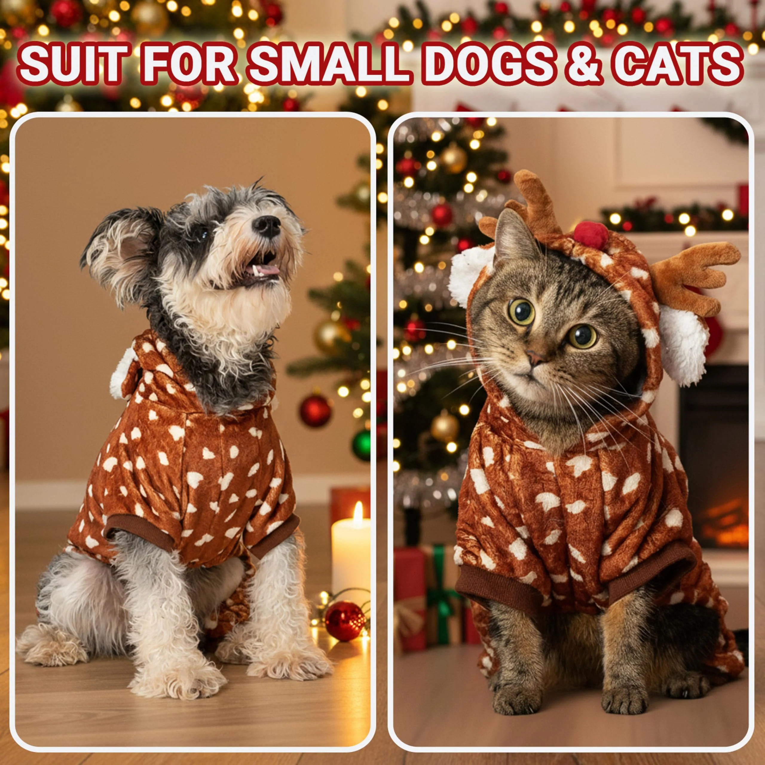 Professional ALUZAEMO Small Dog Pajamas Soft Fleece Reindeer Pattern Christmas Onesies Clean