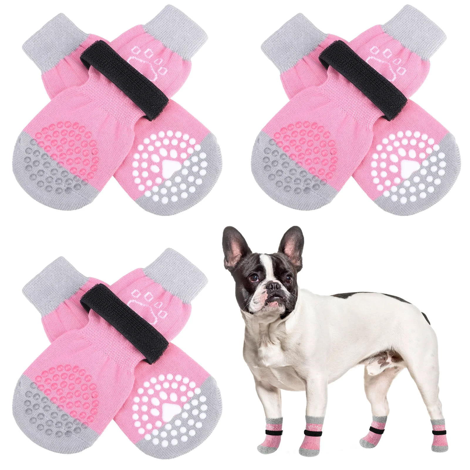 Safe SCENE 6Pcs Anti-Slip Dog Socks for Paws – Grippy Breathable Socks for Hot Cold Pavement Hardwood Floors Classic