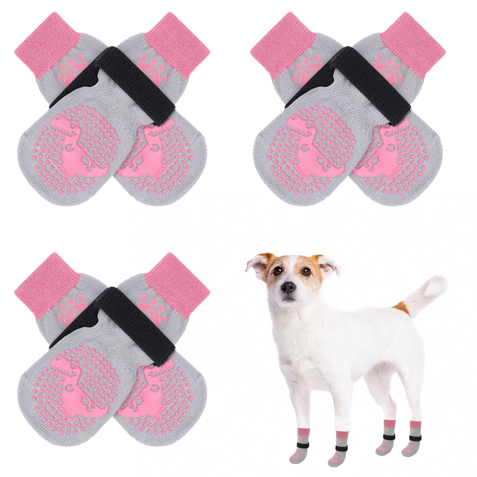 Enhanced SCENE 6Pcs Anti Slip Dog Socks – Paw Protection Traction on Hot Cold Pavement Hardwood Floors Contemporary