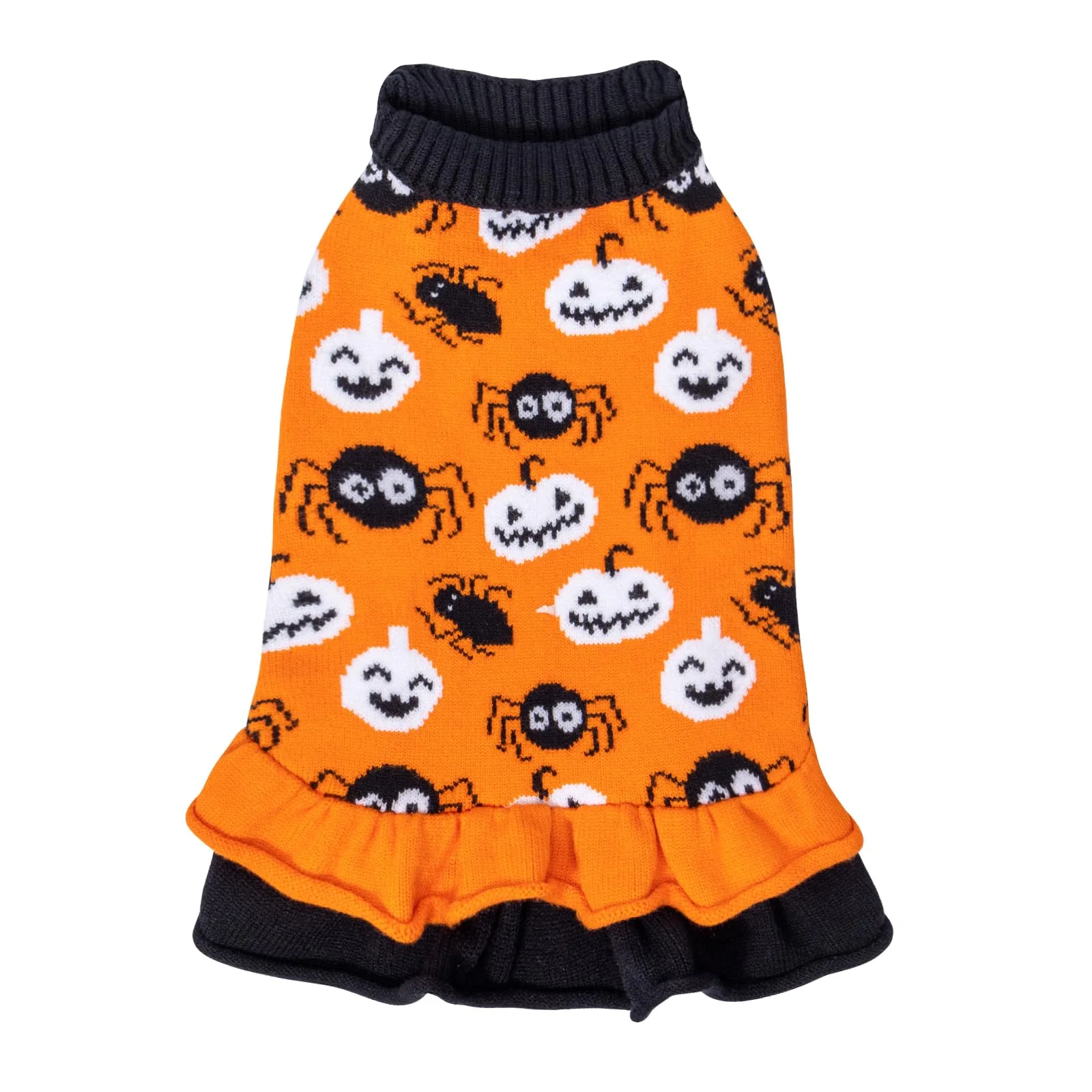 World-Class CuteBone Halloween Dog Sweater Dress for Small Dogs — Soft Stretchy Pullover with Pumpkin Spider Details Next-Generation