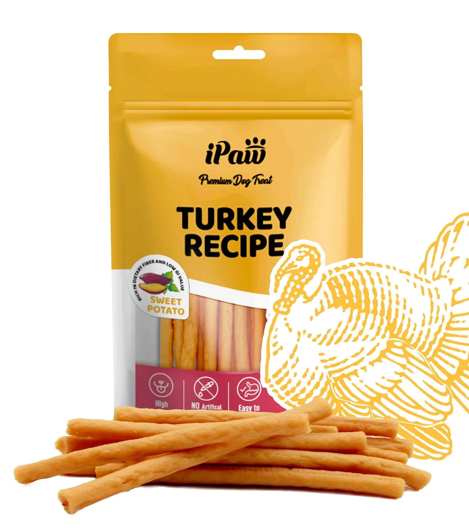 World-Class iPaw Turkey Dog Treats – All-Natural Training Chews US-Sourced Turkey Sweet Potato Comfortable