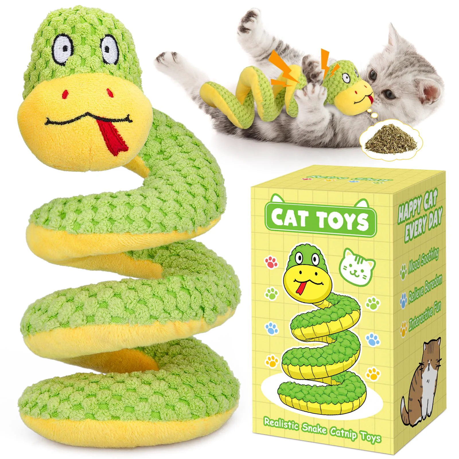 World-Class Retro Shaw Cat Toys - 11-Inch istic Catnip Snake with Crinkle SilverVine High-Quality