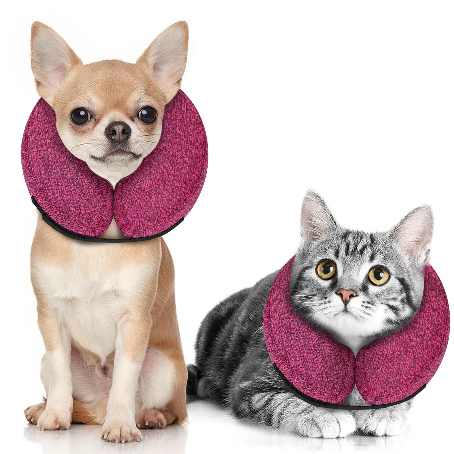 Easy-to-Use MIDOG Inflatable Donut Cone - Soft Protective Recovery Collar for Dogs Rose XS Clean