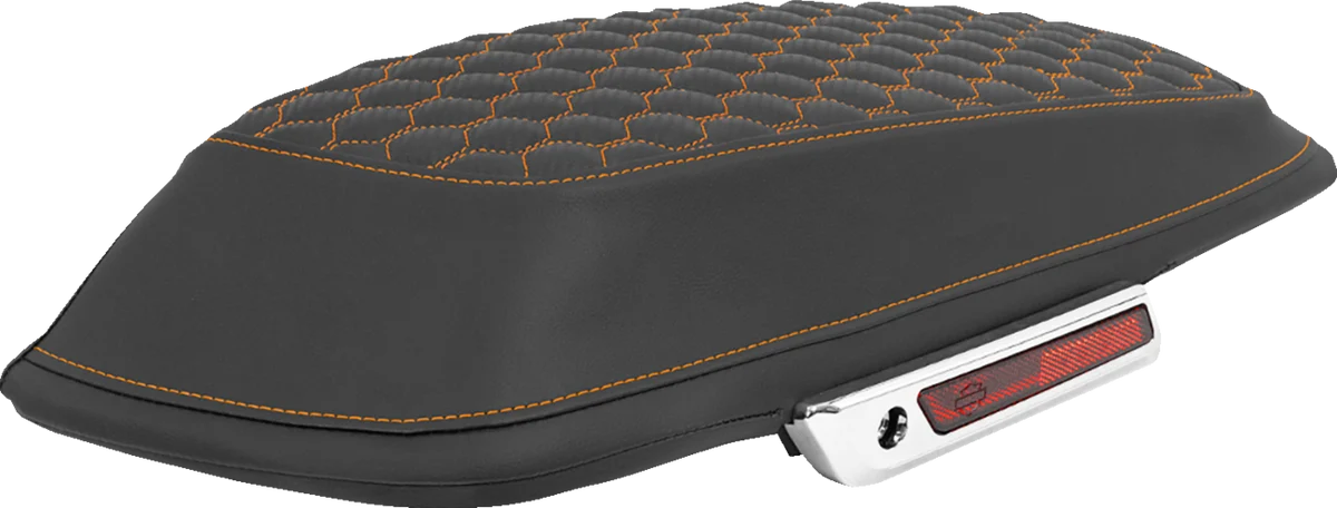 Functional SADDLEMEN Saddlebag Lid Covers - Honeycomb - Orange Stitch - FLT FLH '14-'25 L870-14-19003 Dependable