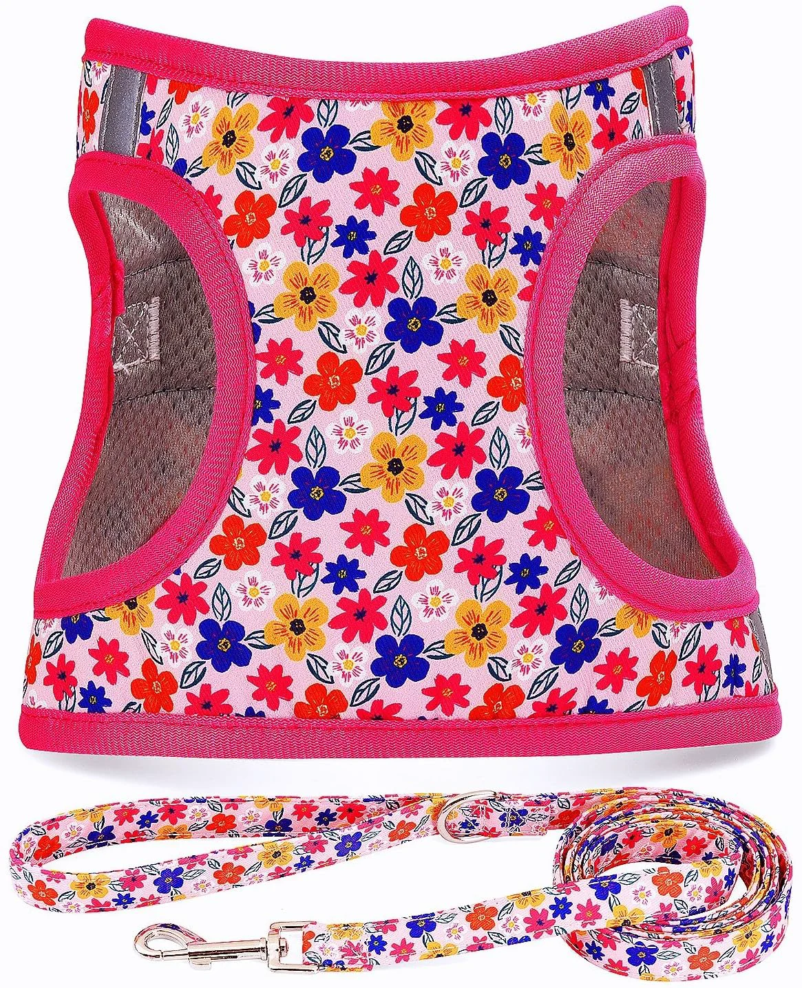 Elite Moonpet Step-In Harness Leash Set - Floral Sakura XXS All-Weather Reflective No-Pull Detailed