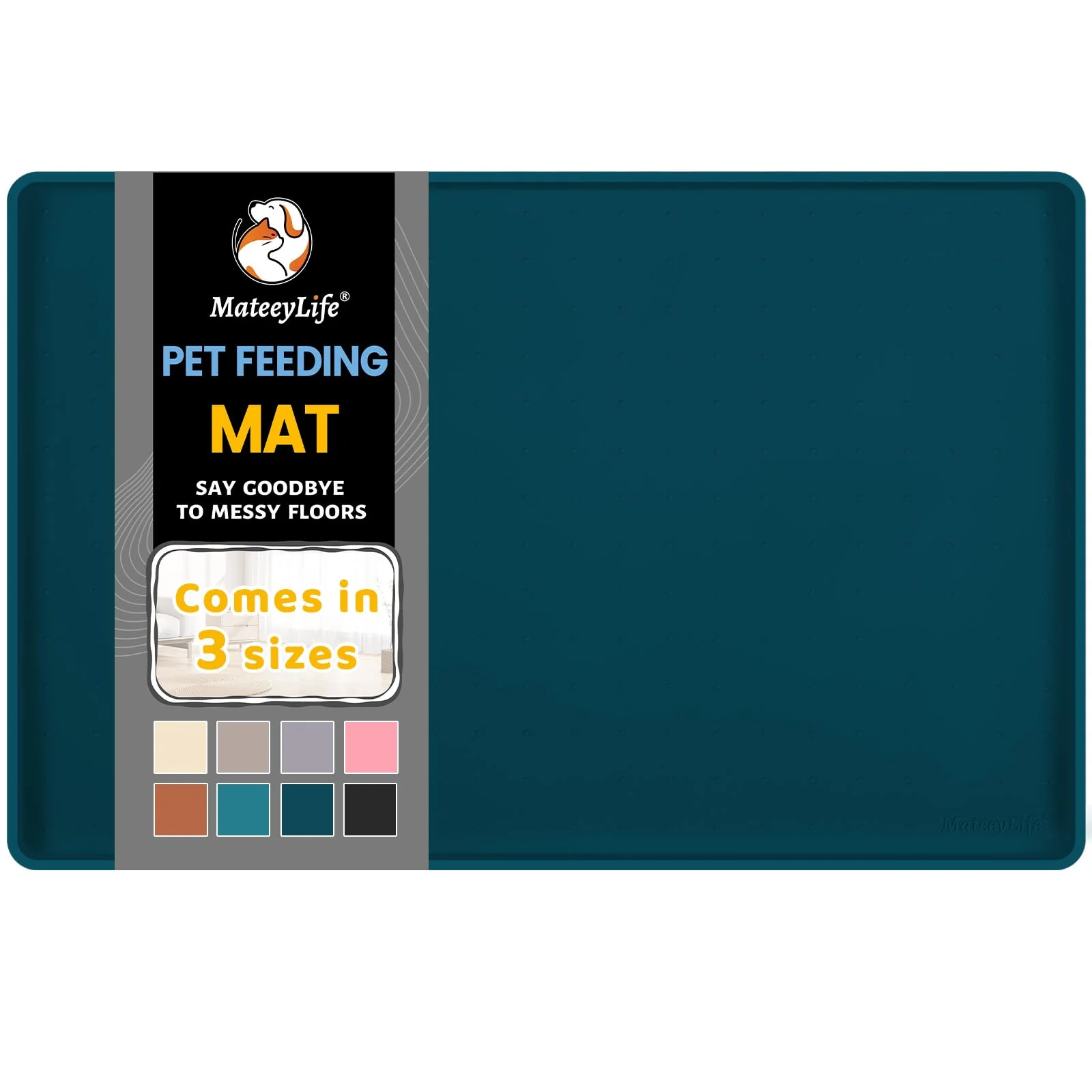 Detailed MateeyLife Silicone Cat Dog Food Mat - Waterproof Anti-Slip Floor Protector for Messy Mealtimes Prestigious
