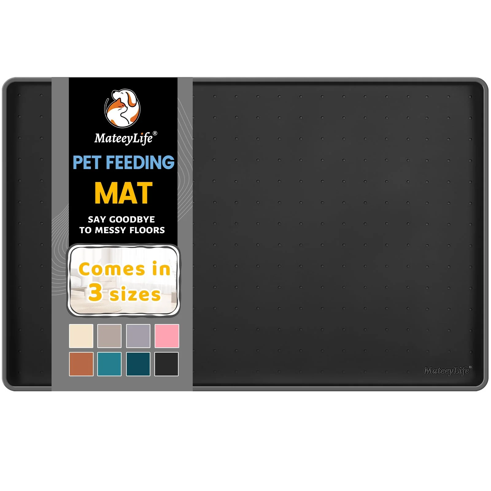 Breathable MateeyLife Silicone Cat Dog Food Mat for Floors – Waterproof Anti-Slip Verified