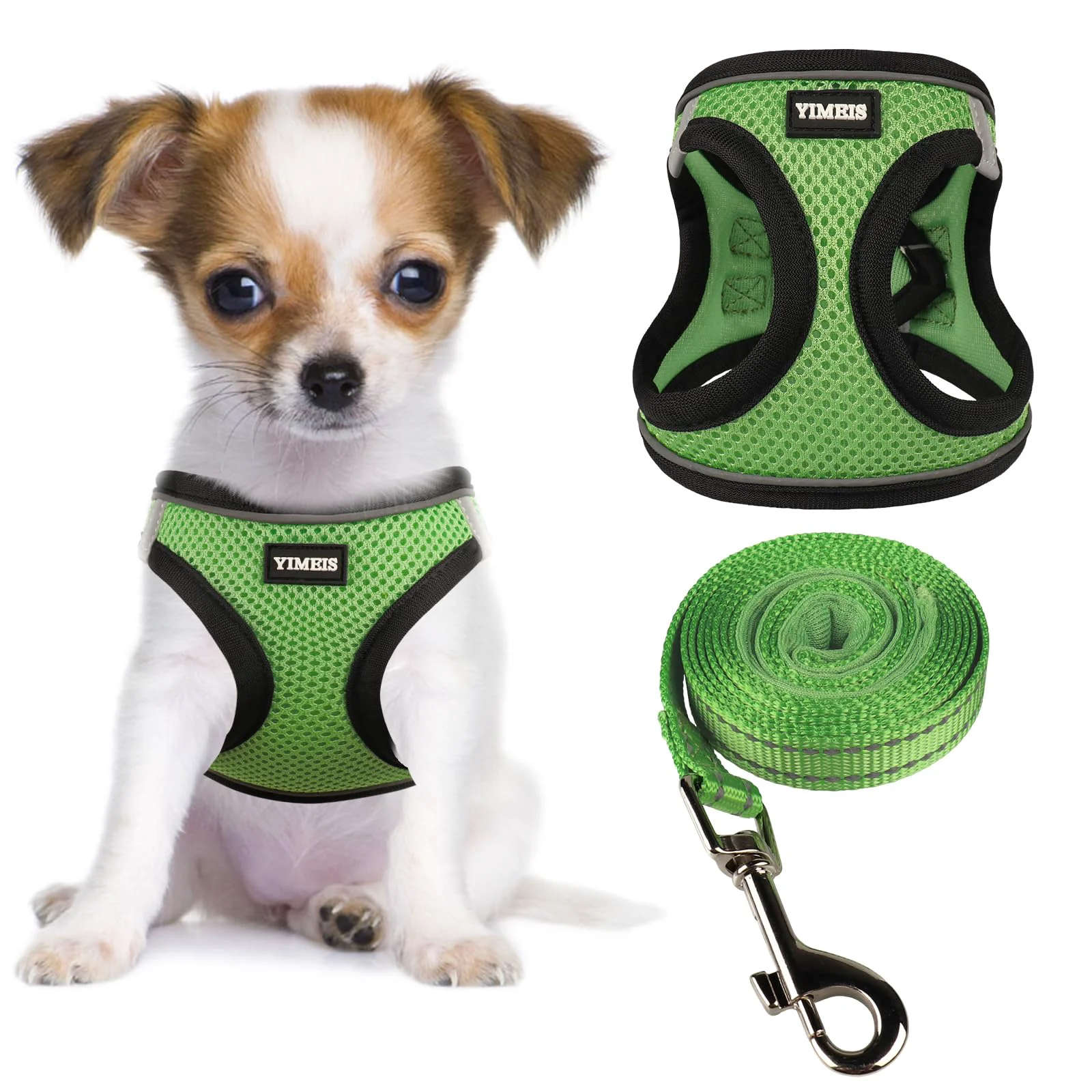 Next-Generation YIMEIS Dog Harness and Leash Set No-Pull Soft Mesh Reflective Vest Grass Green X-Small Trusted