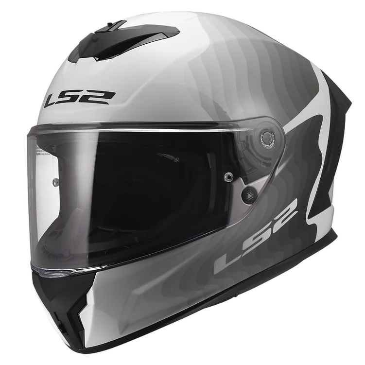 Reusable LS2 Rapid III Full Face Street Helmet – Flow Gloss White Gray Premium Material