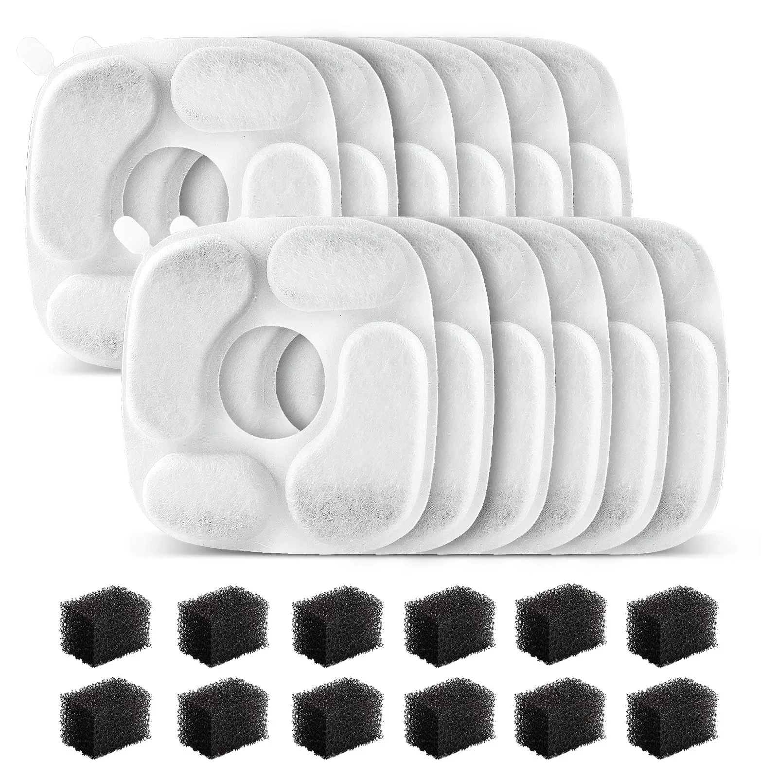 Soft MANFCAT 24 Pcs Cat Water Fountain Filter Kit — 12 s 12 Pre-Filter Sponges Fits 95oz 2.8L Fountains Luxury