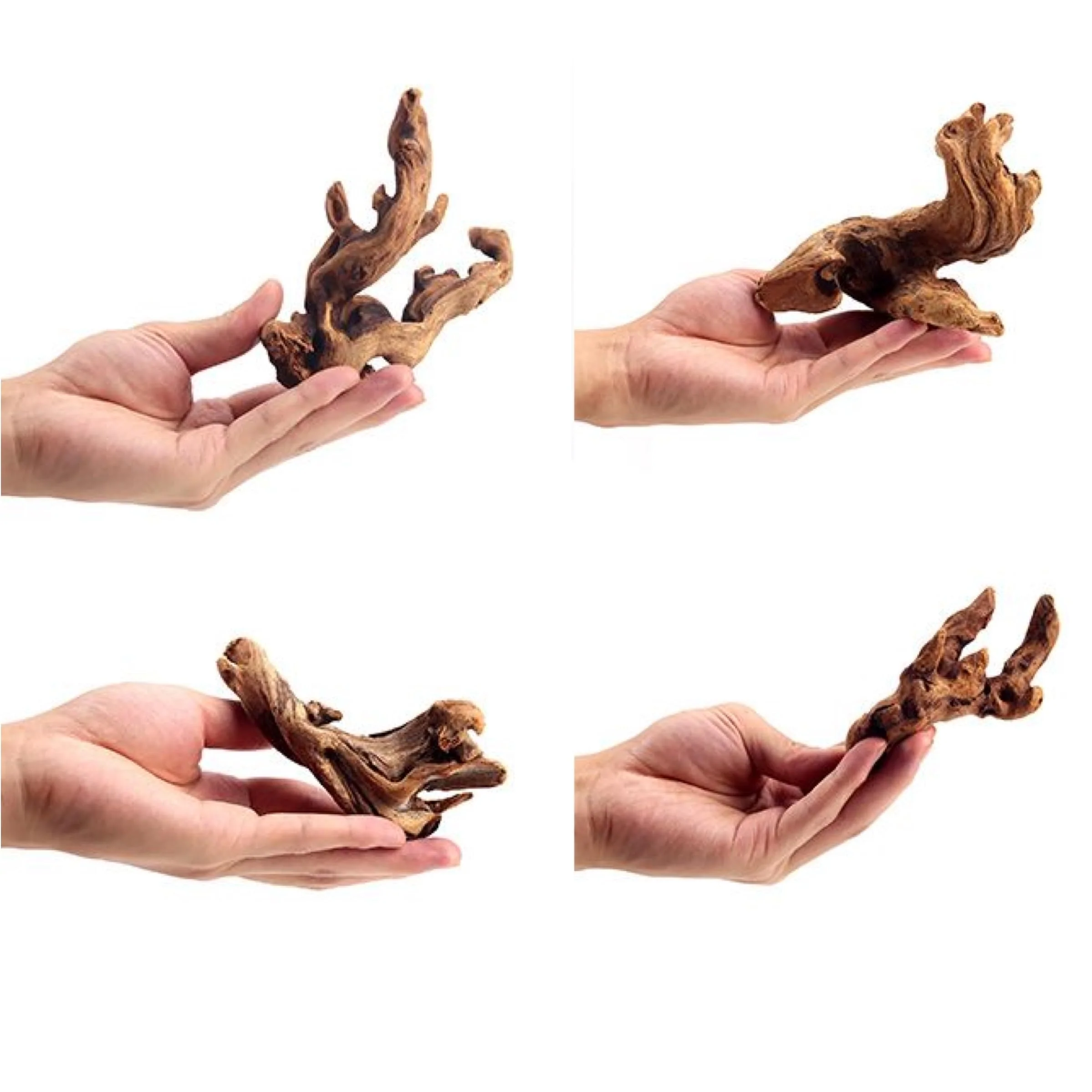 Recyclable YZHZOM Small Natural Driftwood – 4-Piece 4-6 Inch Each for Aquarium Reptile Tanks Durable