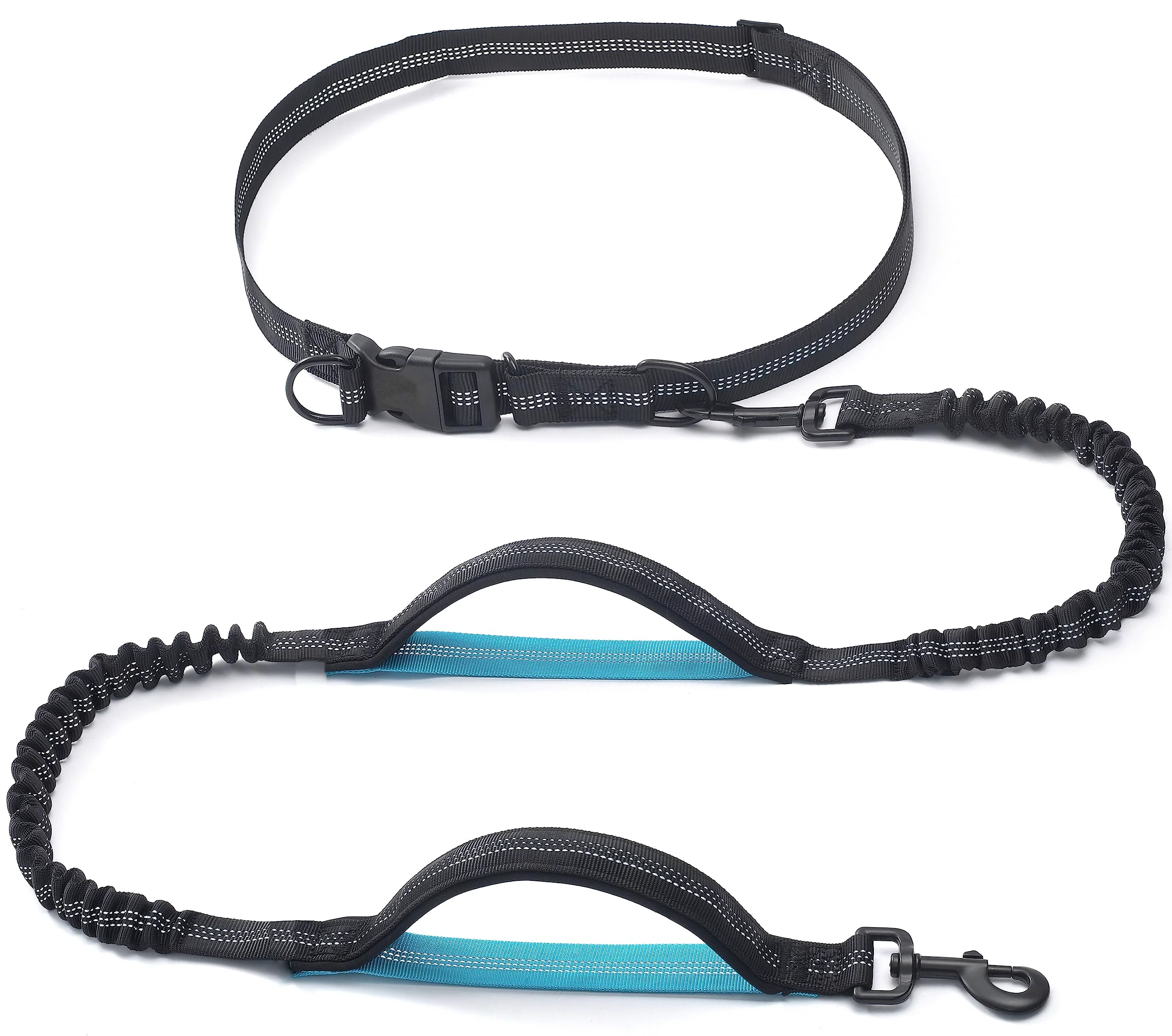 Authentic iYoShop Retractable Hands- Dog Leash Dual-Handle Bungee Waist Leash 25-150 lbs Black Responsible