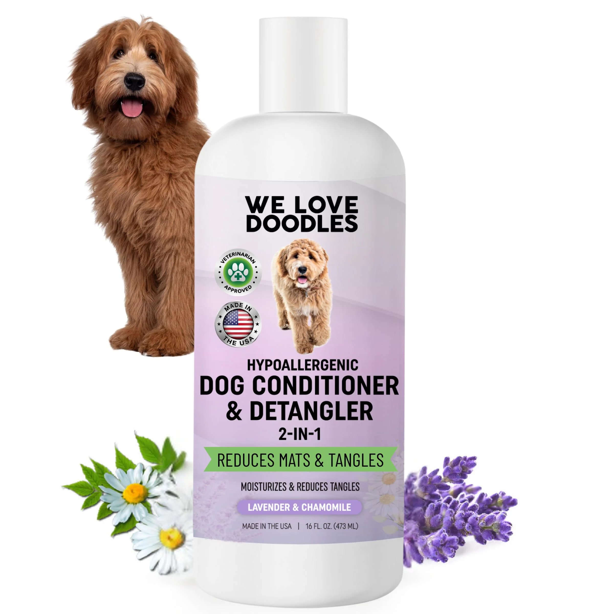 Fashionable We Love Doodles 2-in-1 Dog Conditioner Detangler – Made in USA Allergy-Safe 16oz Optimized
