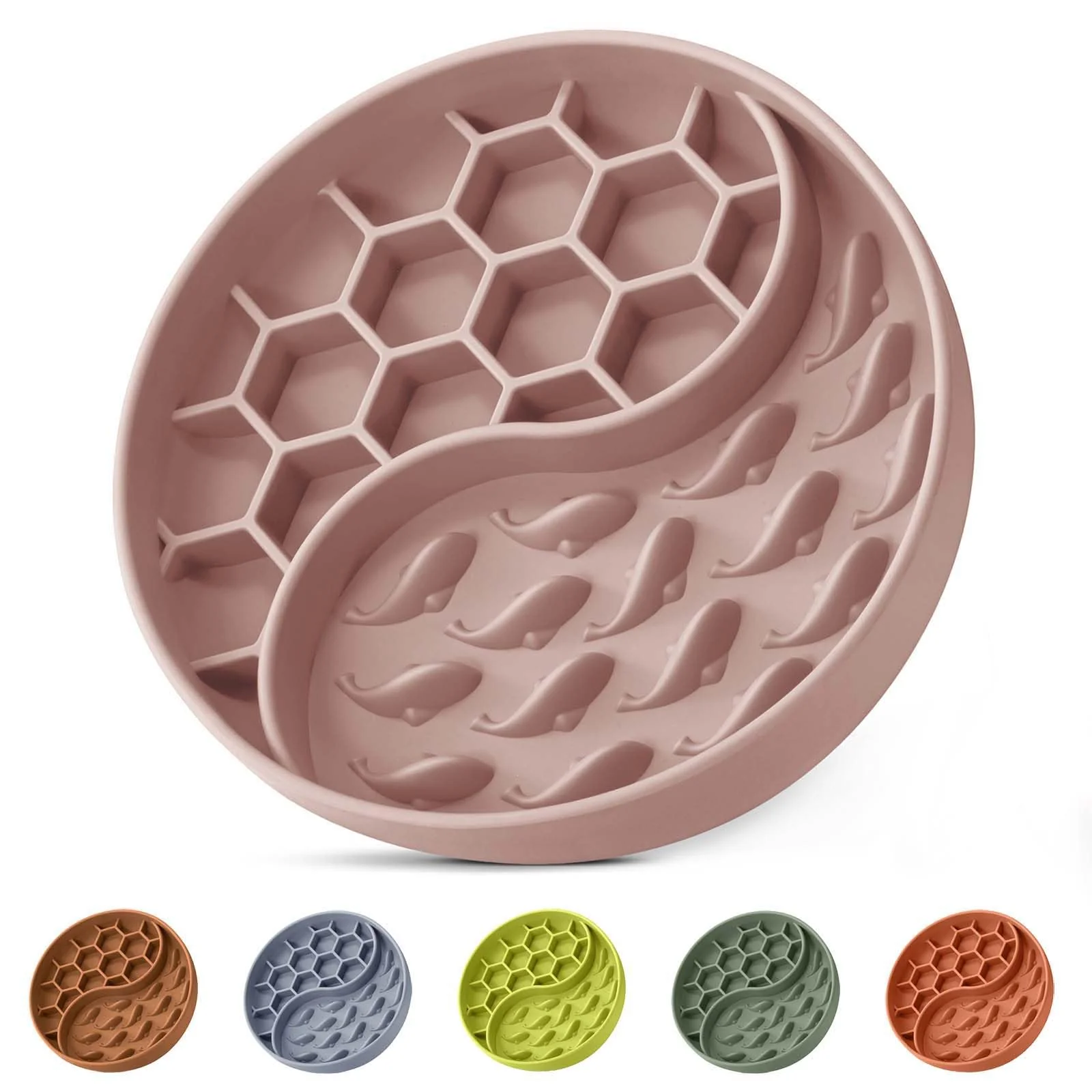 Breathable ZOURYNUA Slow Feeder Dog Bowl - Pink Silicone Suction Cup Non-Slip Anxiety Relief Convenient