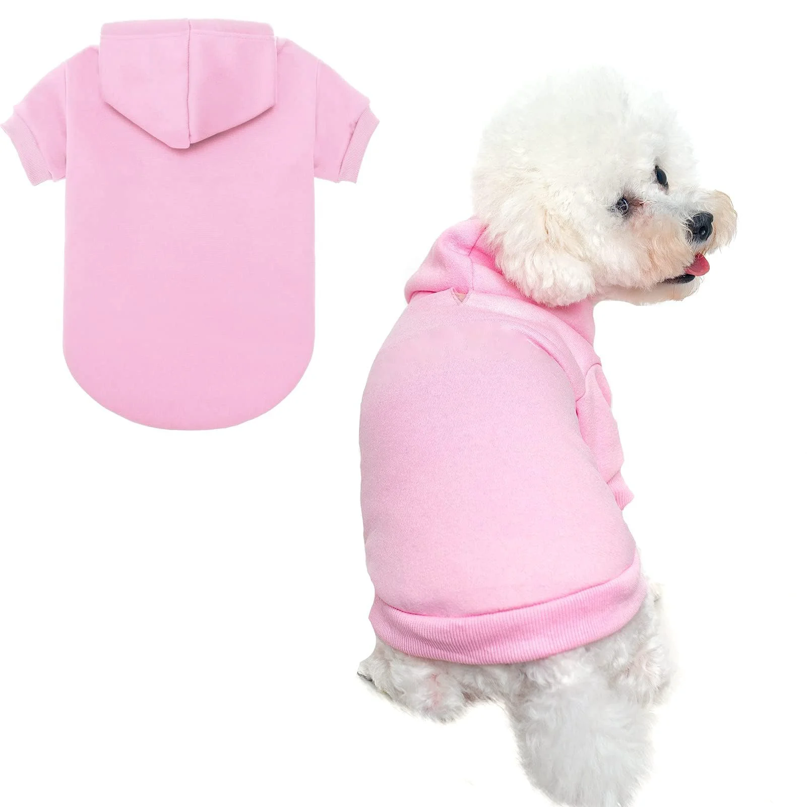 Clean BINGPET Fleece-Lined Dog Hoodie — Cozy Winter Sweater for Dogs Cats Pink 6 Sizes Outstanding