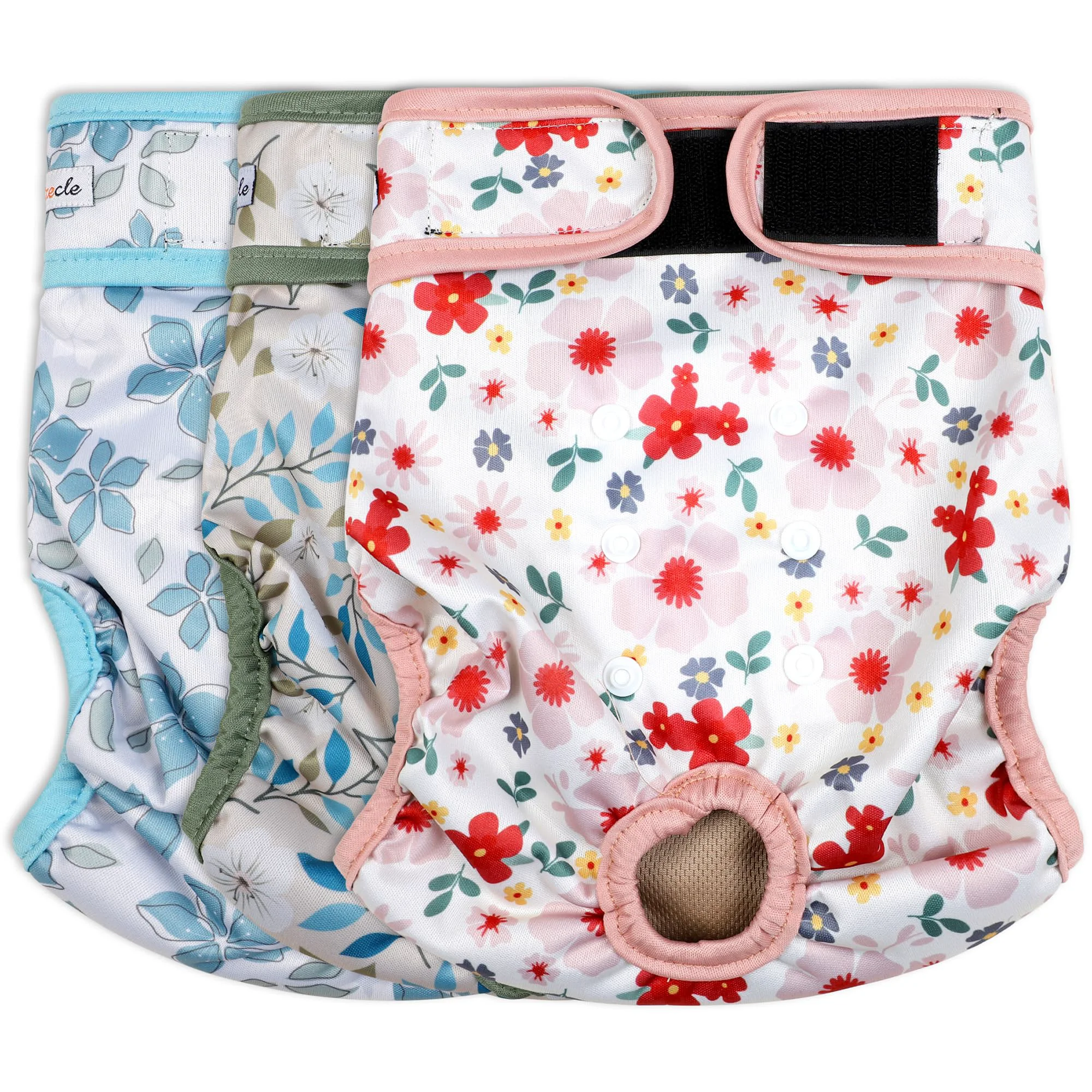 Trusted Grecle Washable Female Dog Diapers 3 Pack – Medium Size Leak- Reusable Diapers with Adjustable Snaps Natural