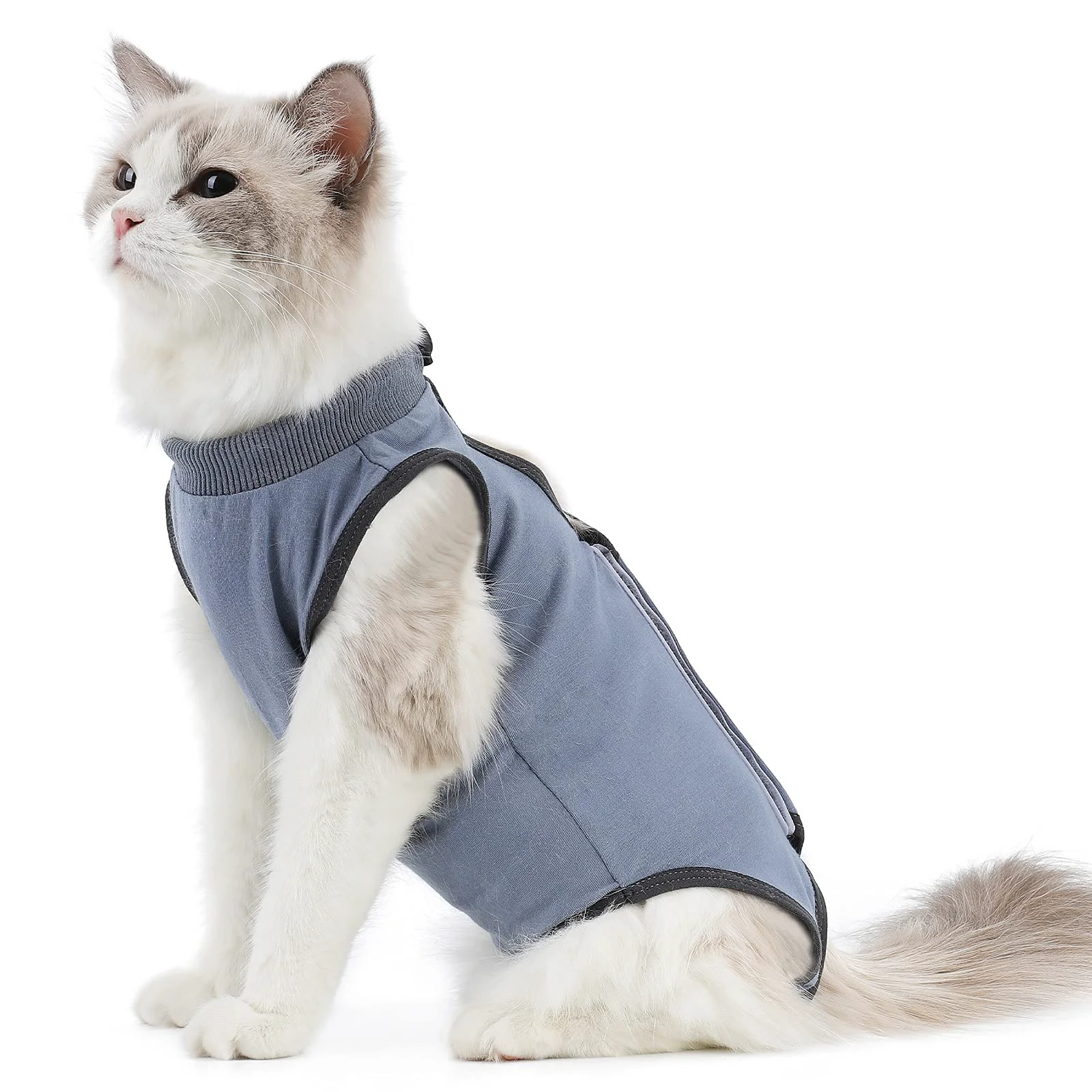 Easy-to-Use kzrfojy Cat Surgery Recovery Suit – Post-Op Cat Onesie Grey-Blue Long-Lasting