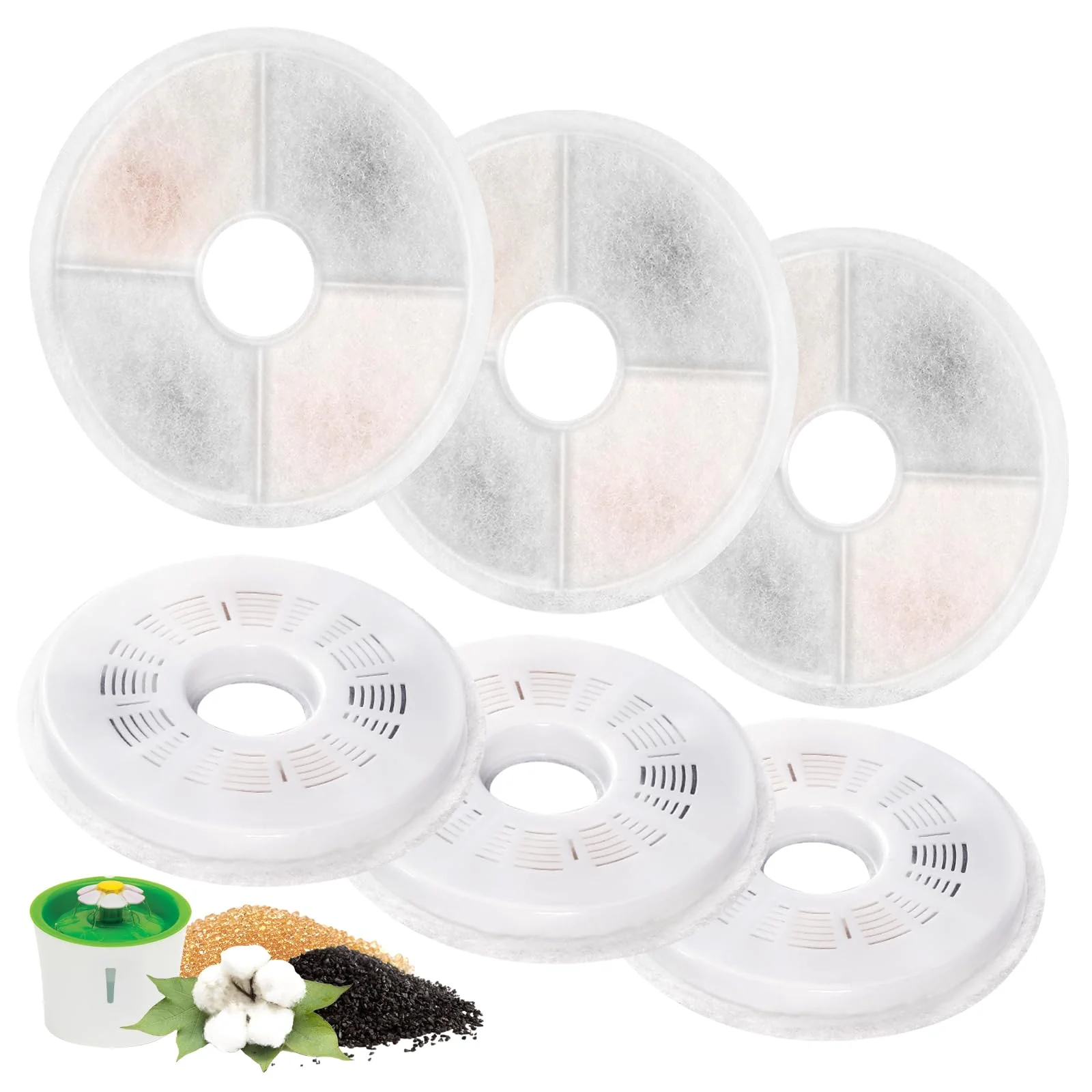 Modern Porens 6-Pack Cat Fountain Filters for 3L Flower Water Dispenser Luxury