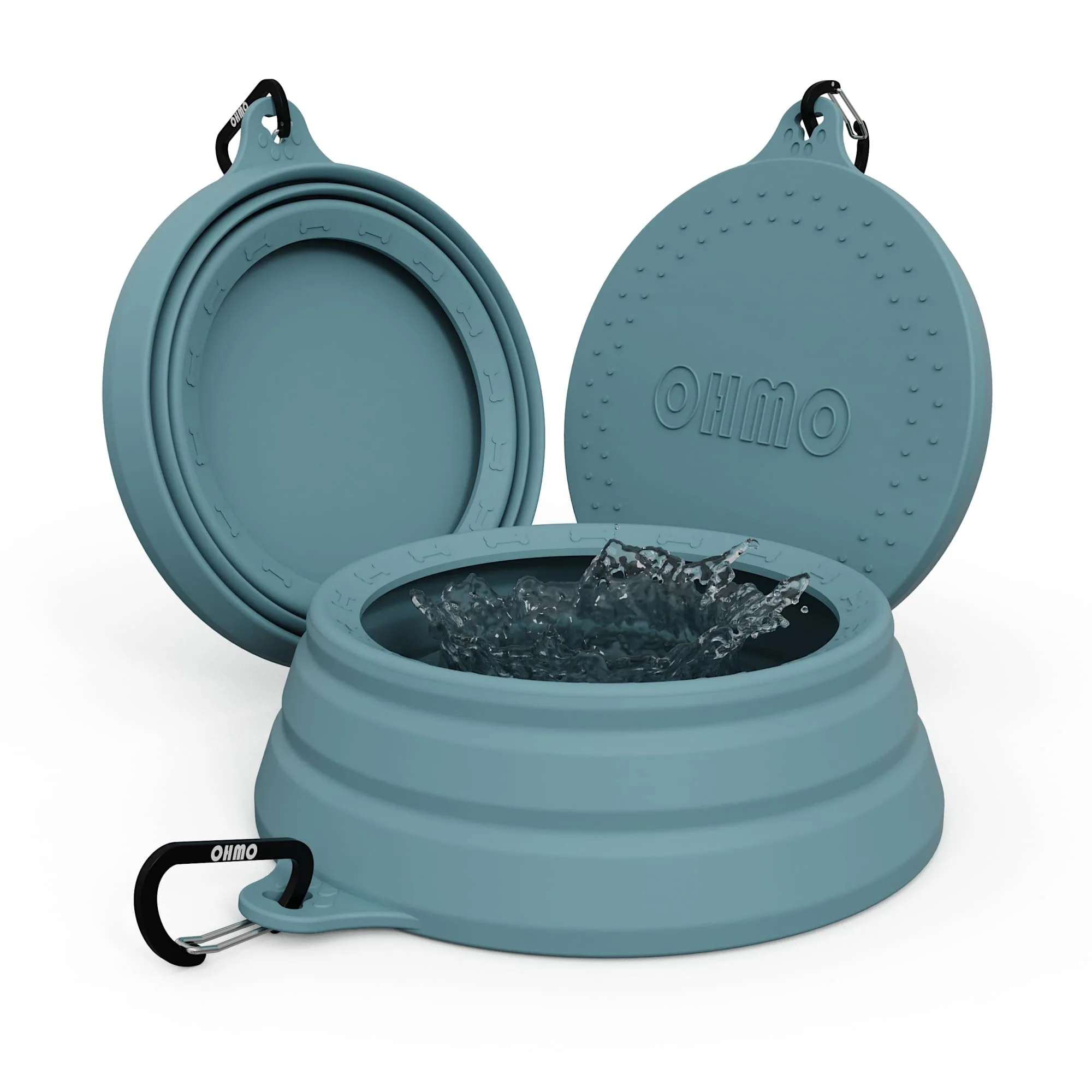 Contemporary OHMO Spill-Proof Collapsible Dog Water Bowl Large 34oz — Travel-Ready No-Splash Soft