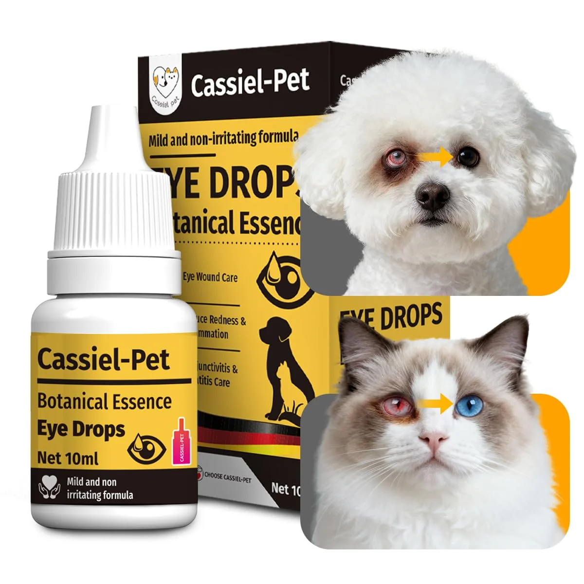 Soft Cassiel pet Eye Drops for Dogs Cats – Eye Infection Relief Tear Stain Cleaner 10 ml Expertly Made