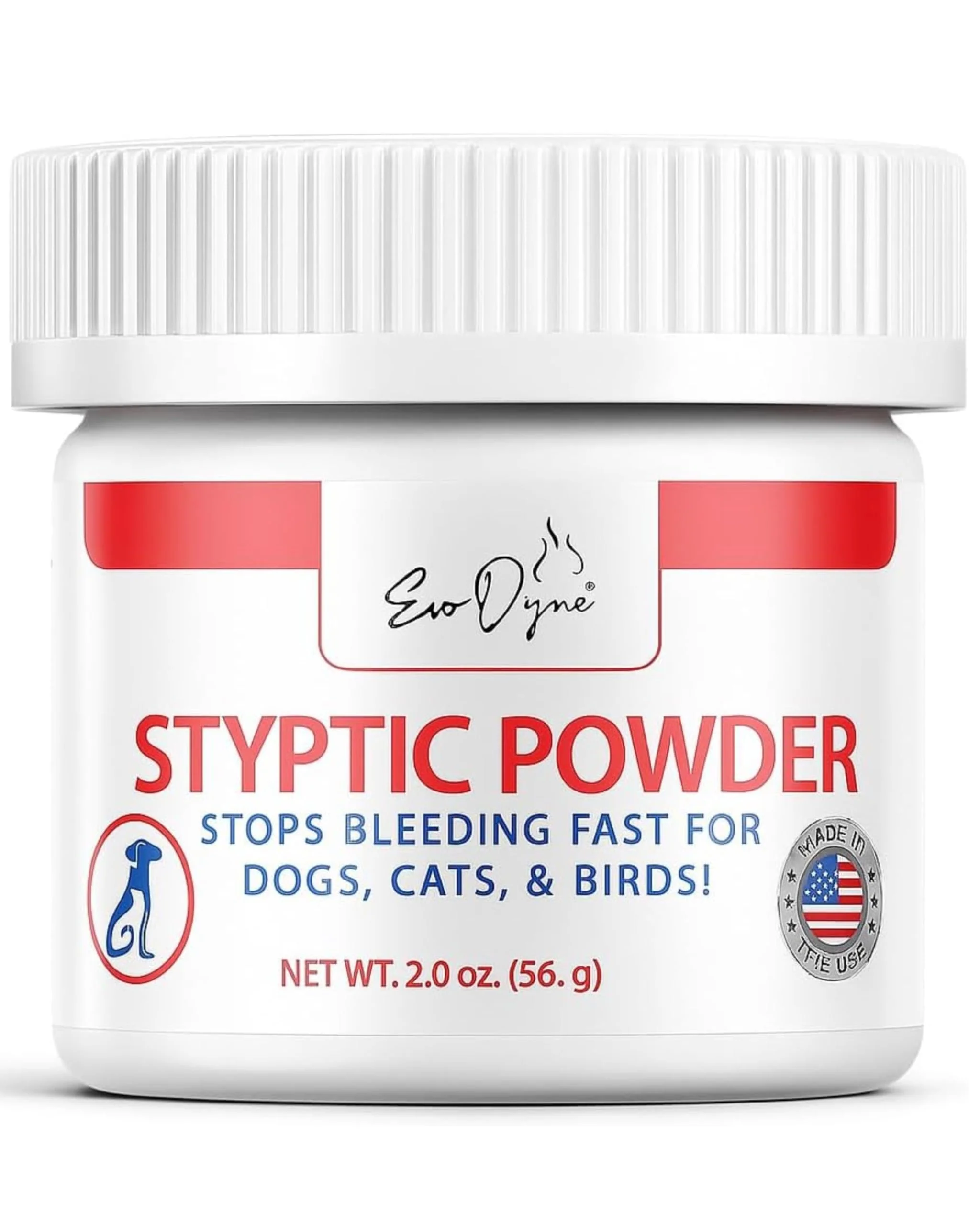 Verified Evo Dyne Styptic Powder 2 oz for Pets Fast-Acting Blood Stop for Dogs Cats Birds Organic