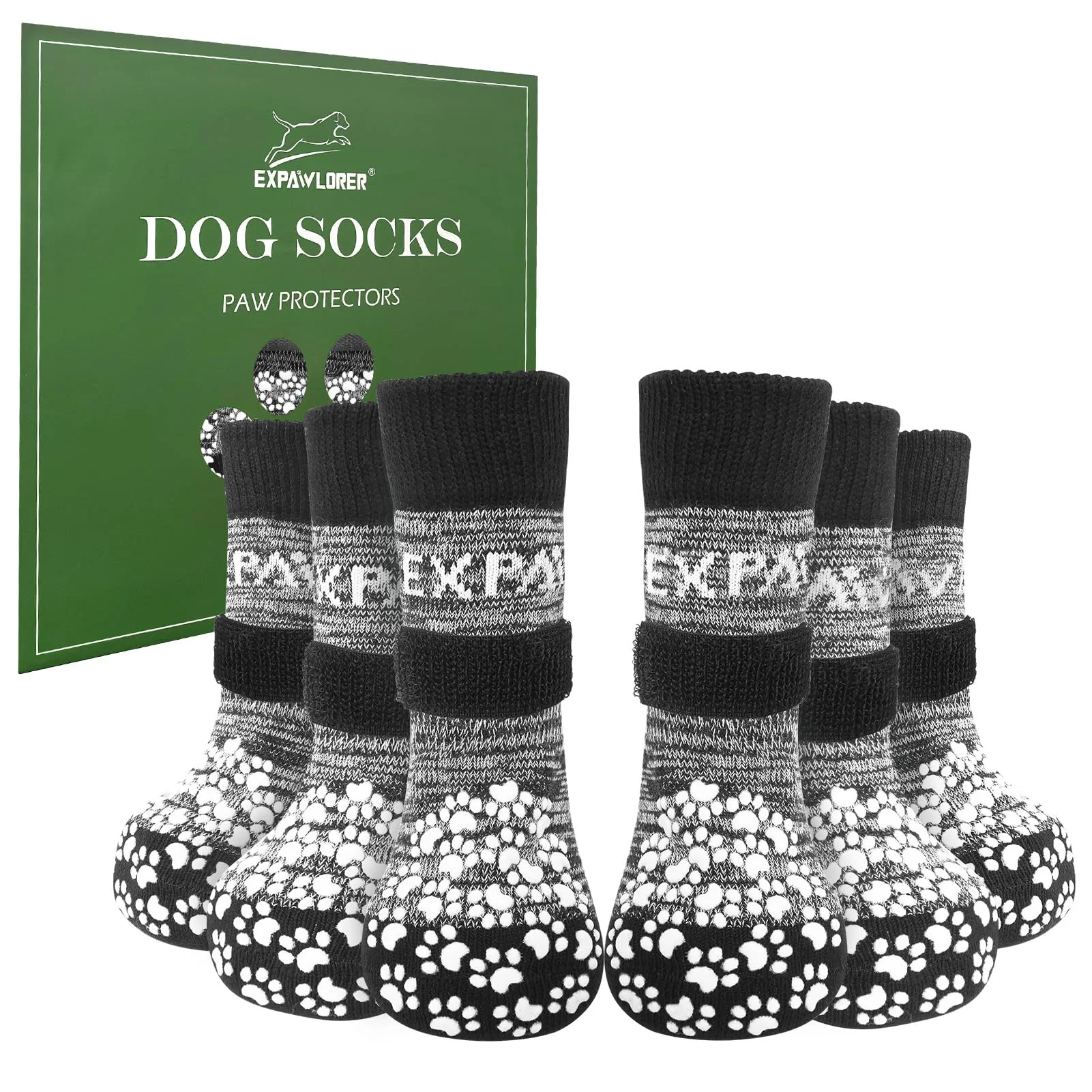 Detailed EXPAWLORER 6PCS Anti-Slip Dog Socks – Paw Protection Traction Licking Prevention Premium Material