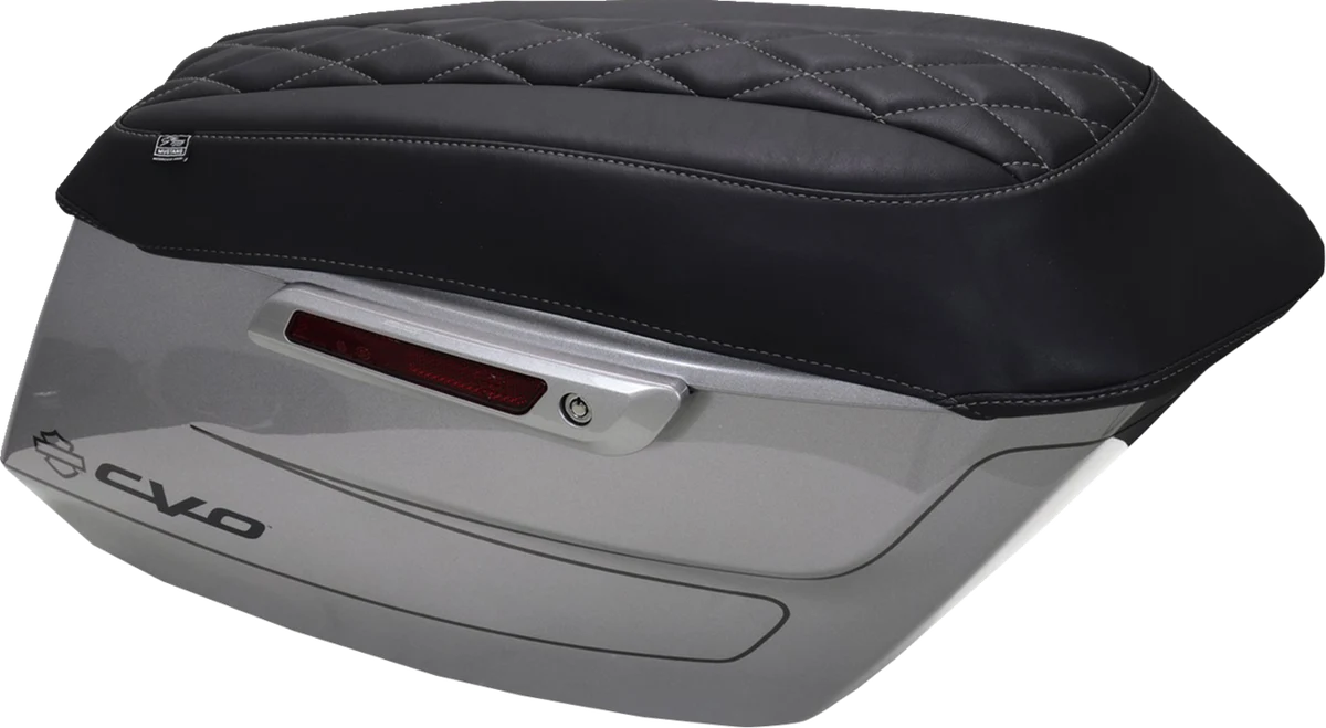 Eco-Friendly MUSTANG Deluxe Diamond Saddlebag Lid Cover - Black w Gunmetal Gray Stitch - FLH FLT '23-'25 88470GM Carefully Designed