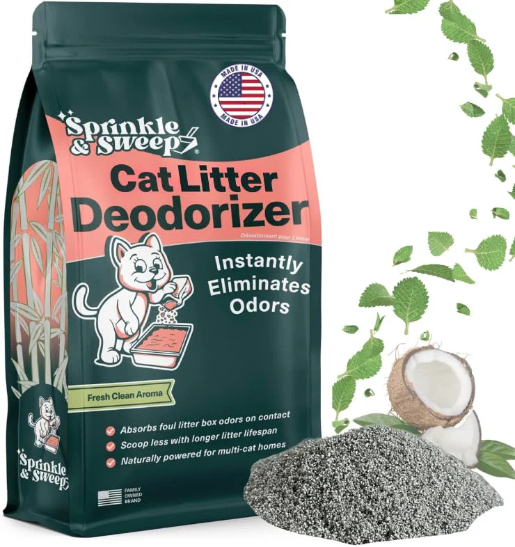 Dependable Sprinkle Sweep Litter Box Deodorizer Cat Litter Odor Control Non-Toxic Safe for Kittens Made in USA Top-Quality