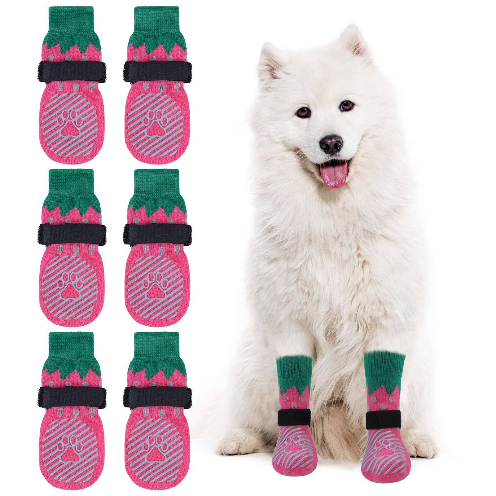 Solid EXPAWLORER 6PCS Anti-Slip Dog Socks — Paw Protection Traction Licking Prevention Reliable