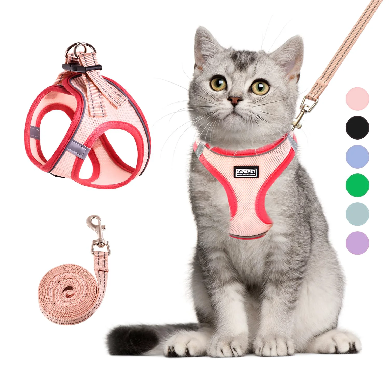 Secure Betmaypet Cat Harness Leash Set - Escape-Proof Reflective Pink XS Environmentally Friendly