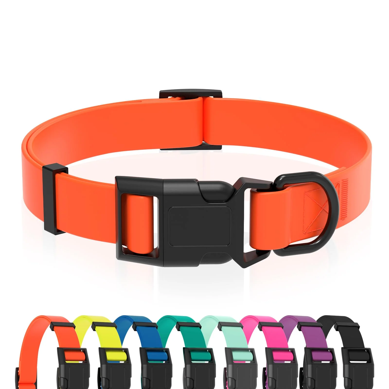 Certified Kidding Pets Waterproof Dog Collar - Easy Clean Quick Release Buckle Fits Small to Large Dogs Orange M First-Class