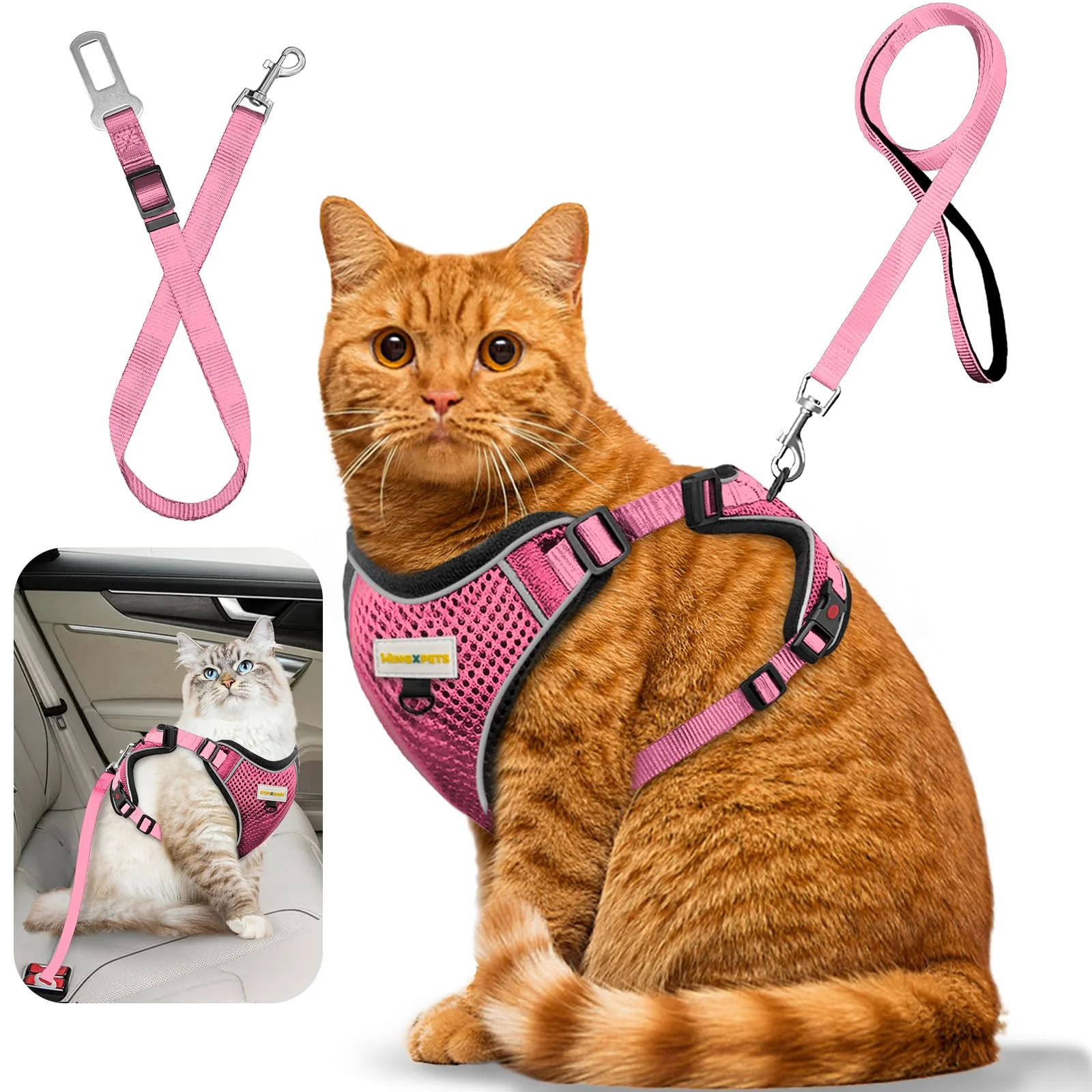 Carefully Designed MingXpets Cat Harness and Leash Set Escape-Proof Breathable Adjustable Pink XS Healthy