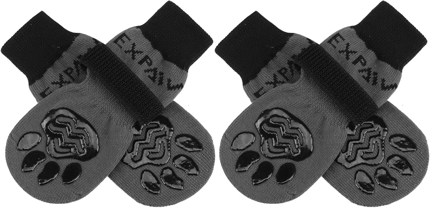 Secure EXPAWLORER Anti-Slip Dog Socks – Traction Paw Protection Licking Prevention Original Design