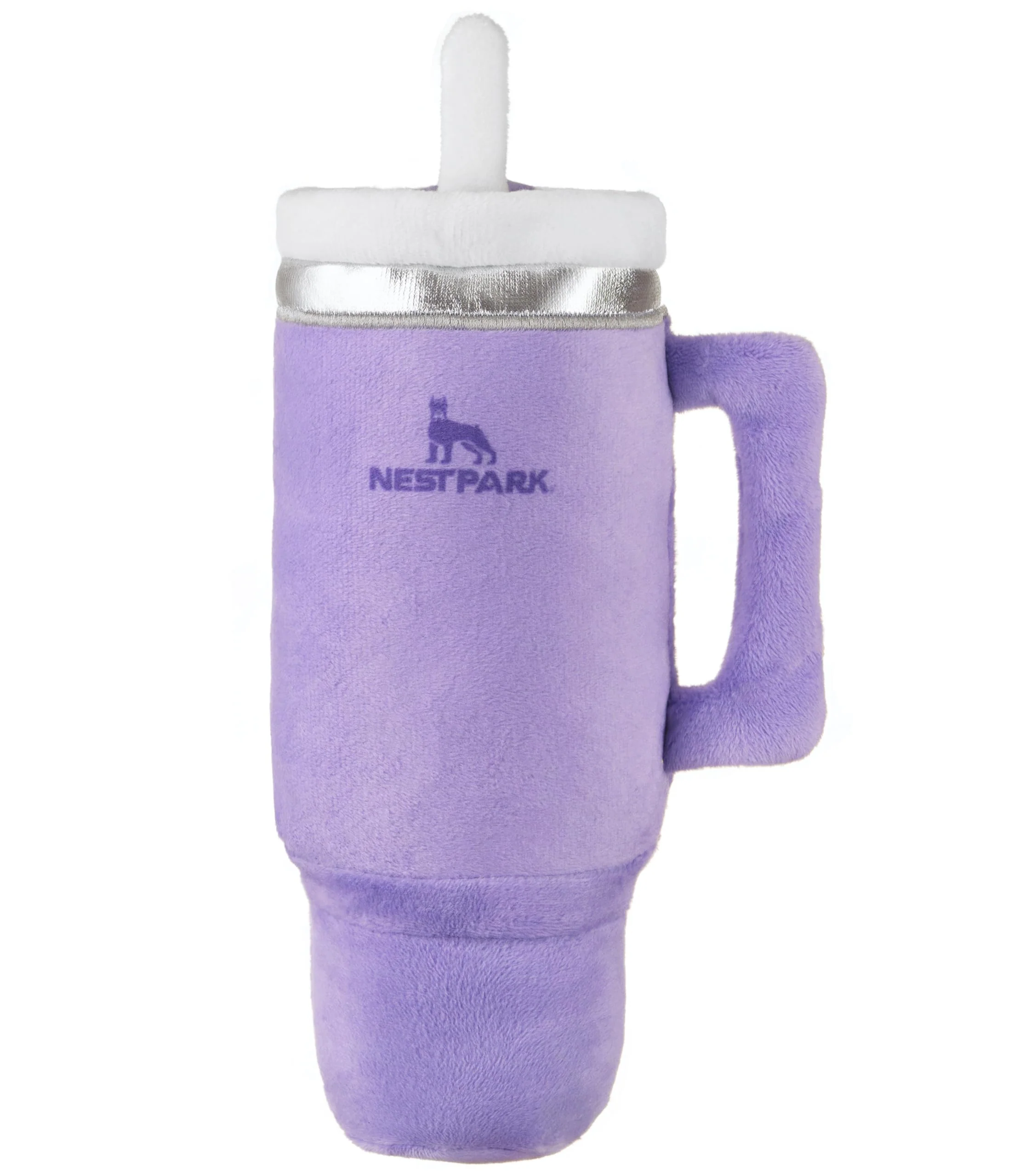 Clean Nestpark Tumbler Cup Funny Dog Toy – Parody Plush Squeaky Crinkle Orchid Purple Detailed