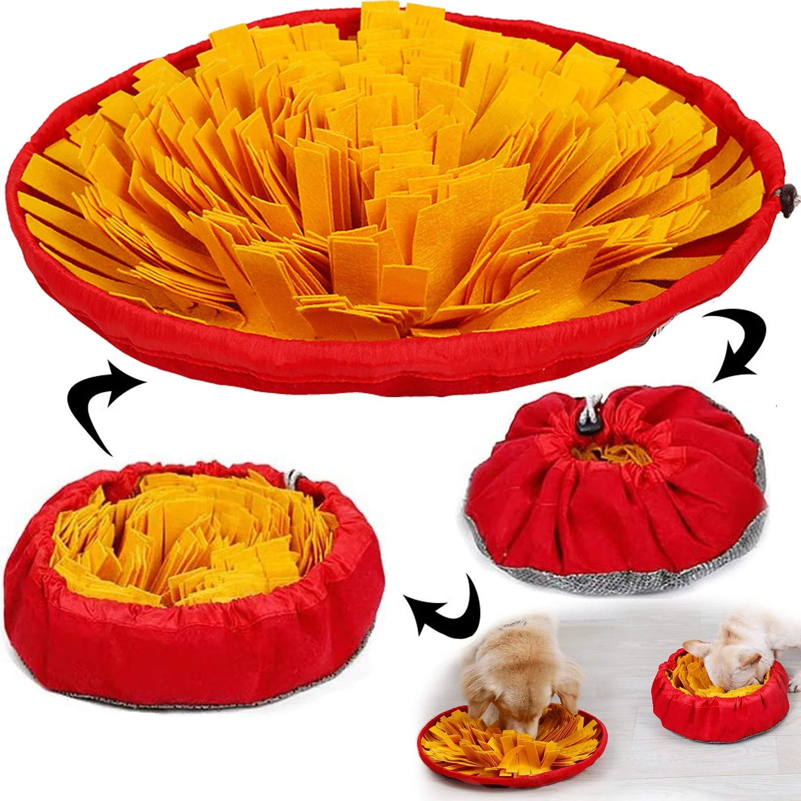 Clean AWOOF Pet Snuffle Mat for Dogs — Interactive Foraging Toy Non-Slip Portable Yellow Advanced