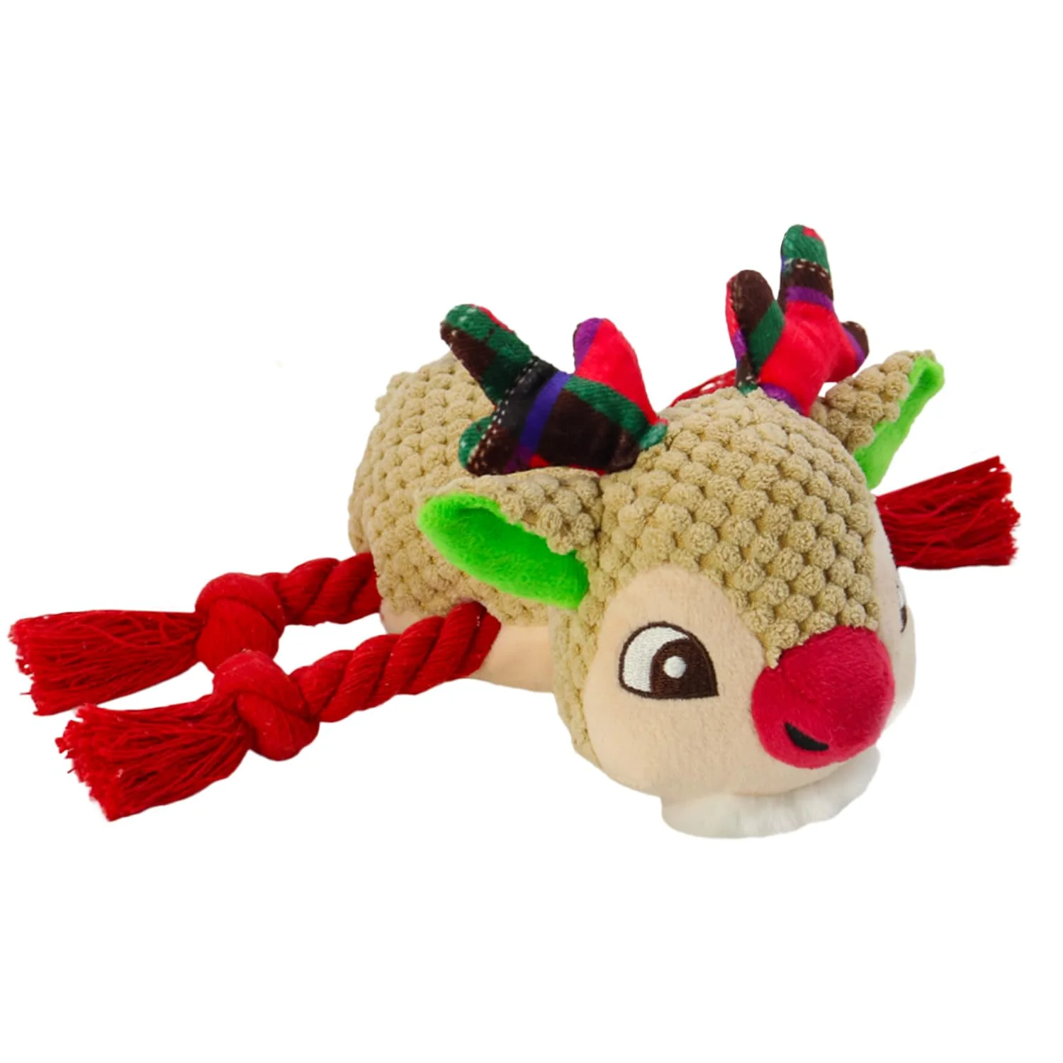 Comfortable VWPTCHI Christmas Dog Toy – Interactive Squeaky Reindeer Rope Plush for Small to Large Dogs Classic
