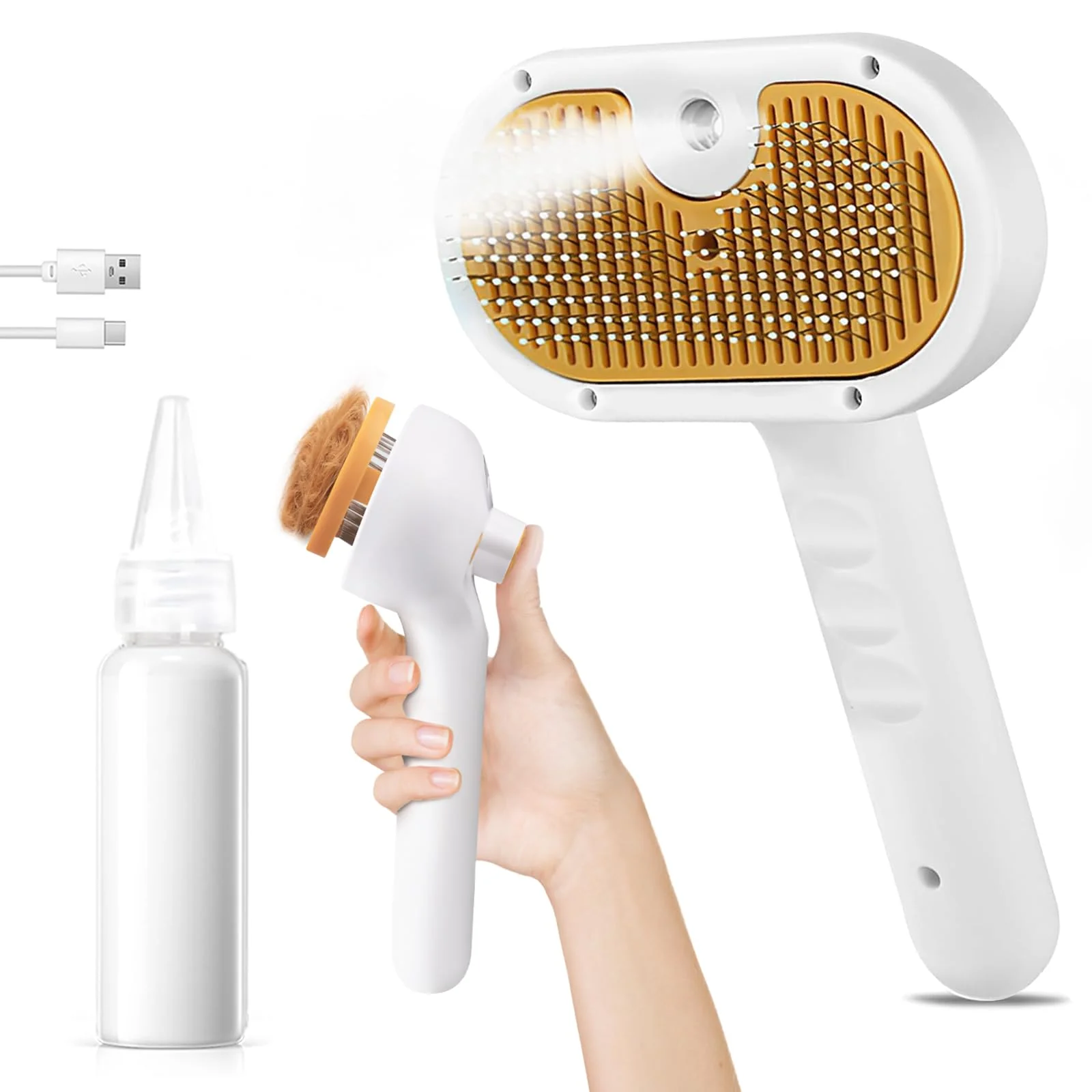 Fine Crafted LetsFeed Pet Steam Brush - 3-in-1 Grooming for Dogs Cats Shedding Hair Removal Trendy