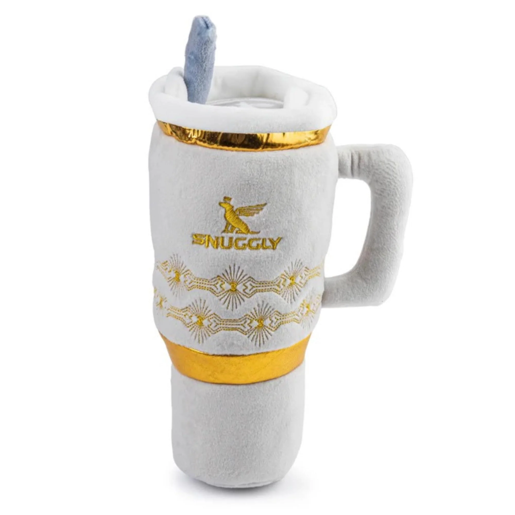 Modern Haute Diggity Dog Holiday Snuggly Cup Plush Toy – Ivory Interactive Squeaky Toy Fine