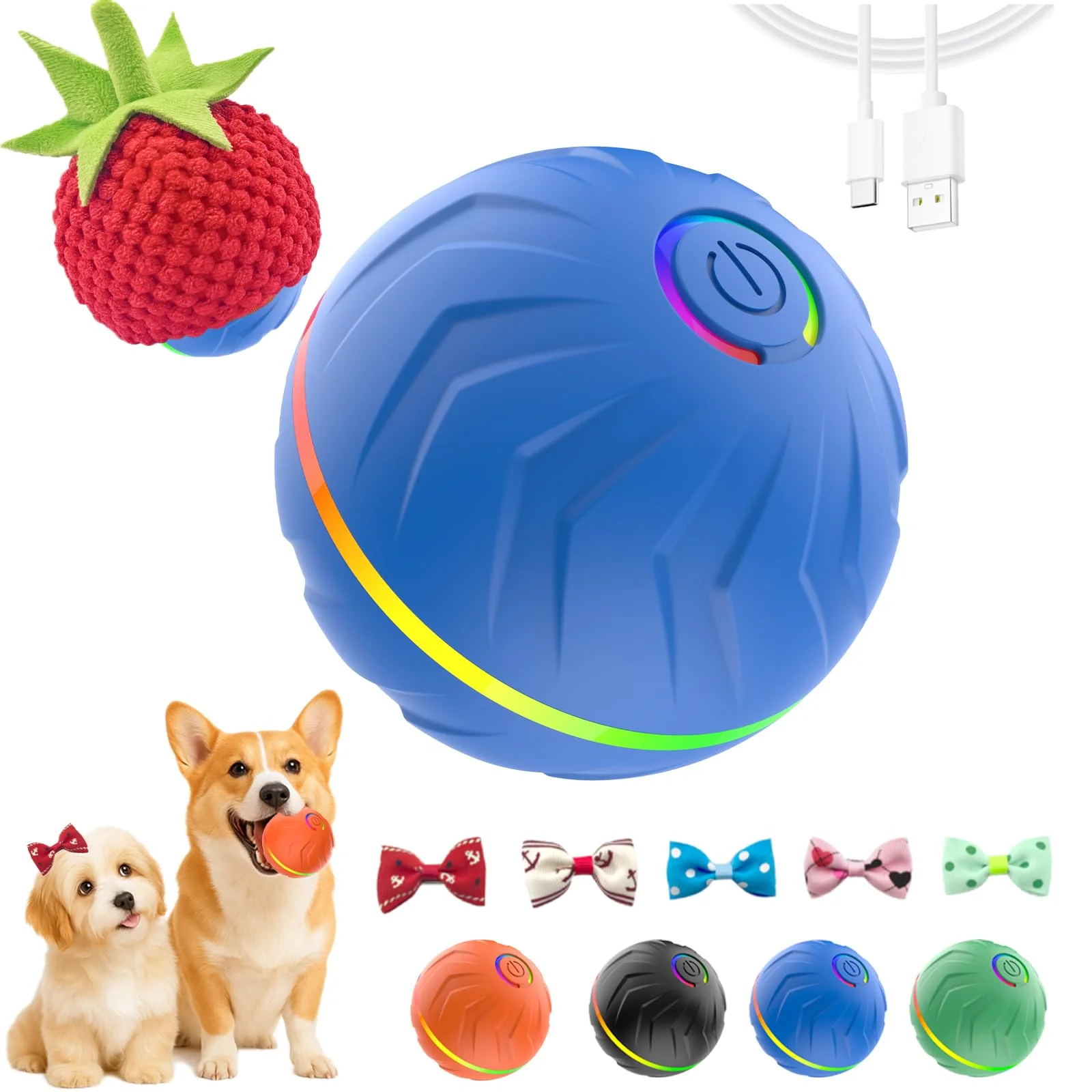 Pure FunnyDUCK 2026 T01 Interactive Dog Ball Automatic Rolling USB Rechargeable Smart Toy User-Friendly